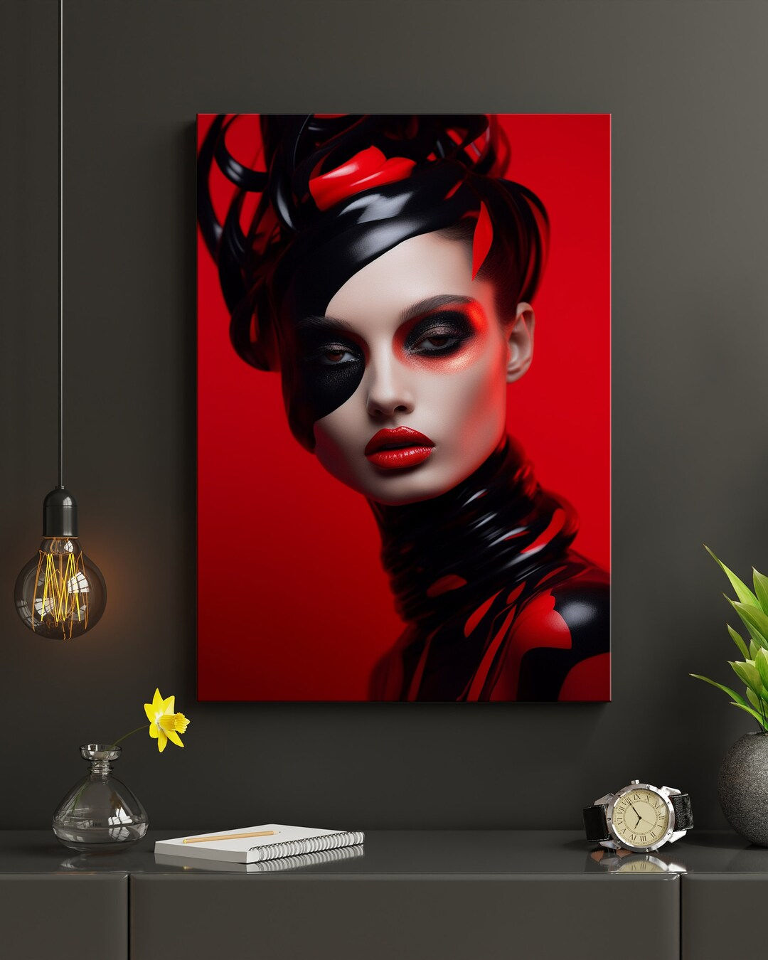 Wallpaper #Zmda6pIBSpphPi3-wkYj90 Black and Red AI Art Abstract Digital Art Abstract Art Modern Wall