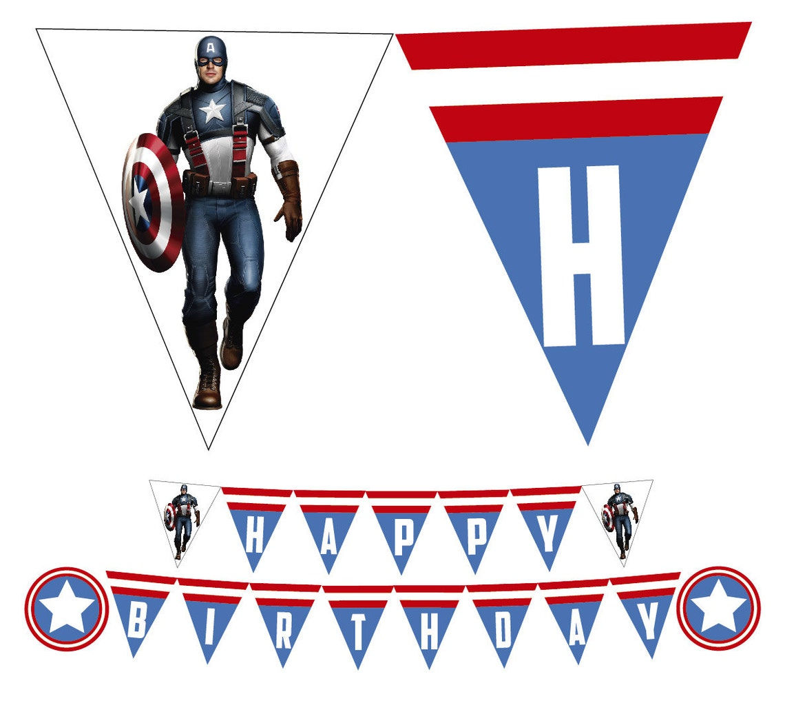 Wallpaper #jX328Y4Bnwiau_P66wpC3 Captain America Printable Happy Birthday Banner Etsy