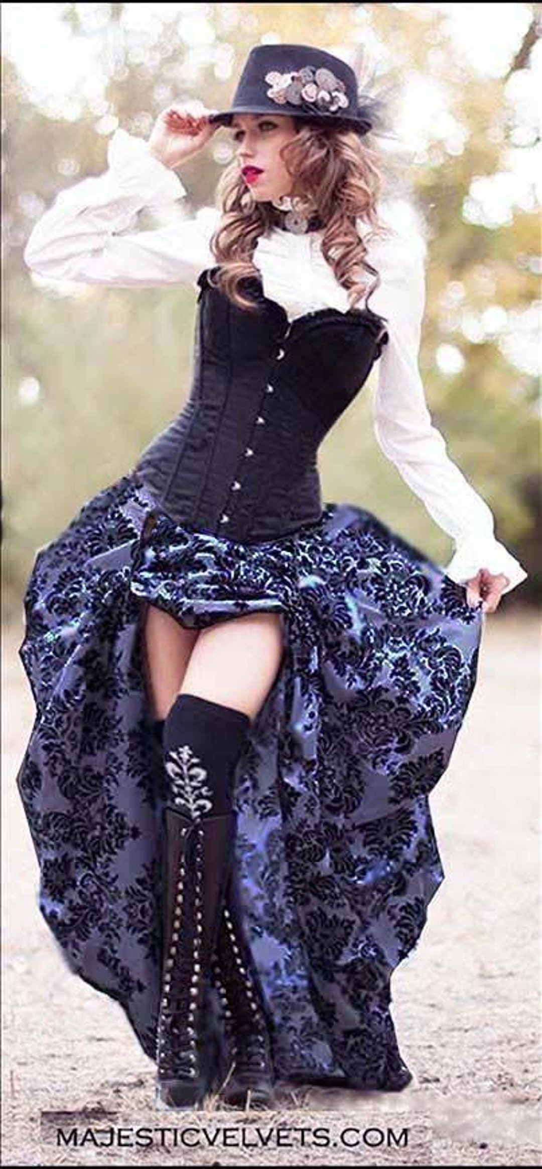 Wallpaper #_bmH3pIBJvJKYCmESQX017 Ready to Ship Steampunk Victorian Skirt Only Taffeta Bustle Skirt