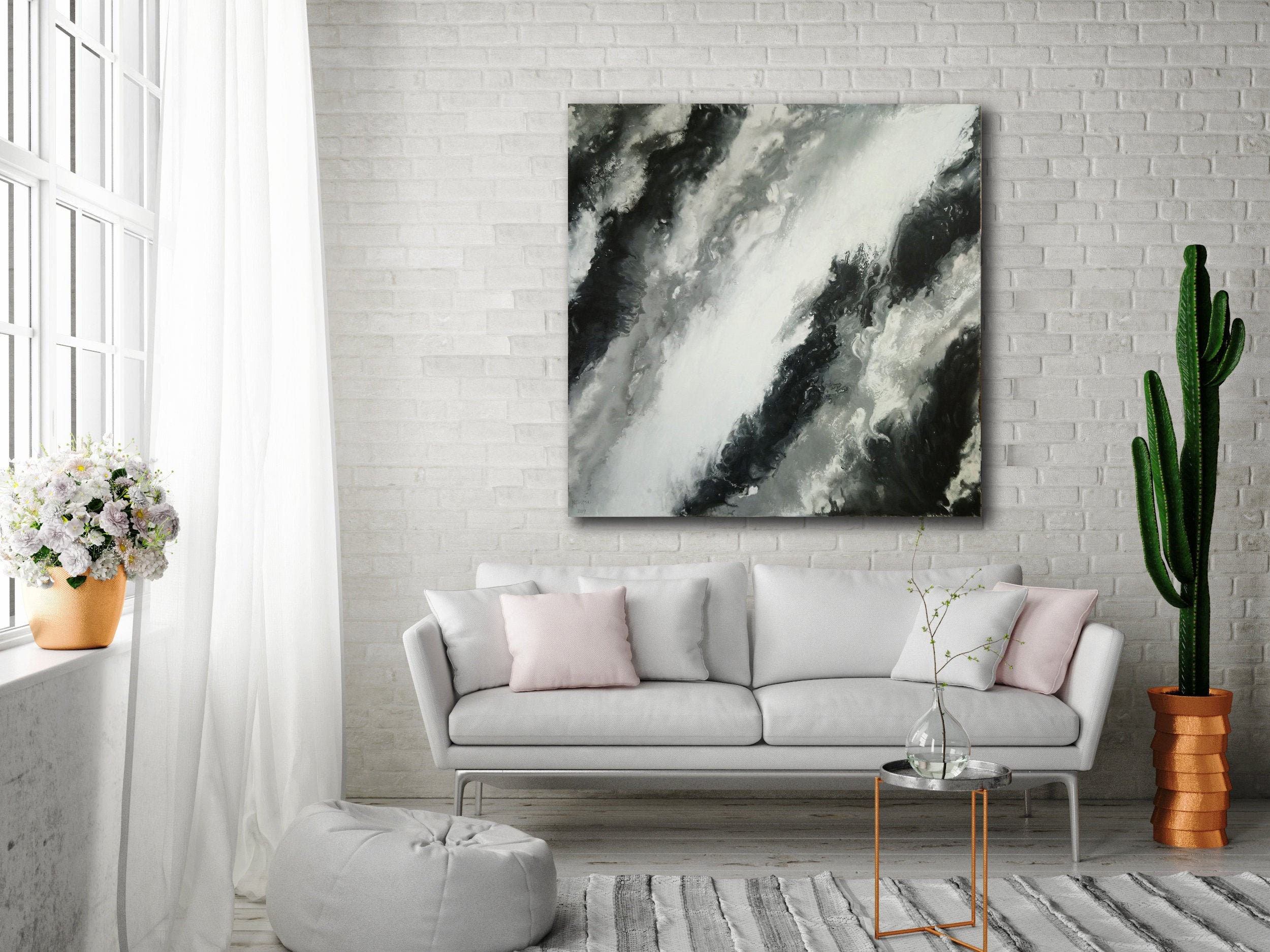 Wallpaper #BGcL6JIBSpphPi3-SDu_368 48x48 Black White Abstract Xlarge Canvas Art Original Art Minimalist