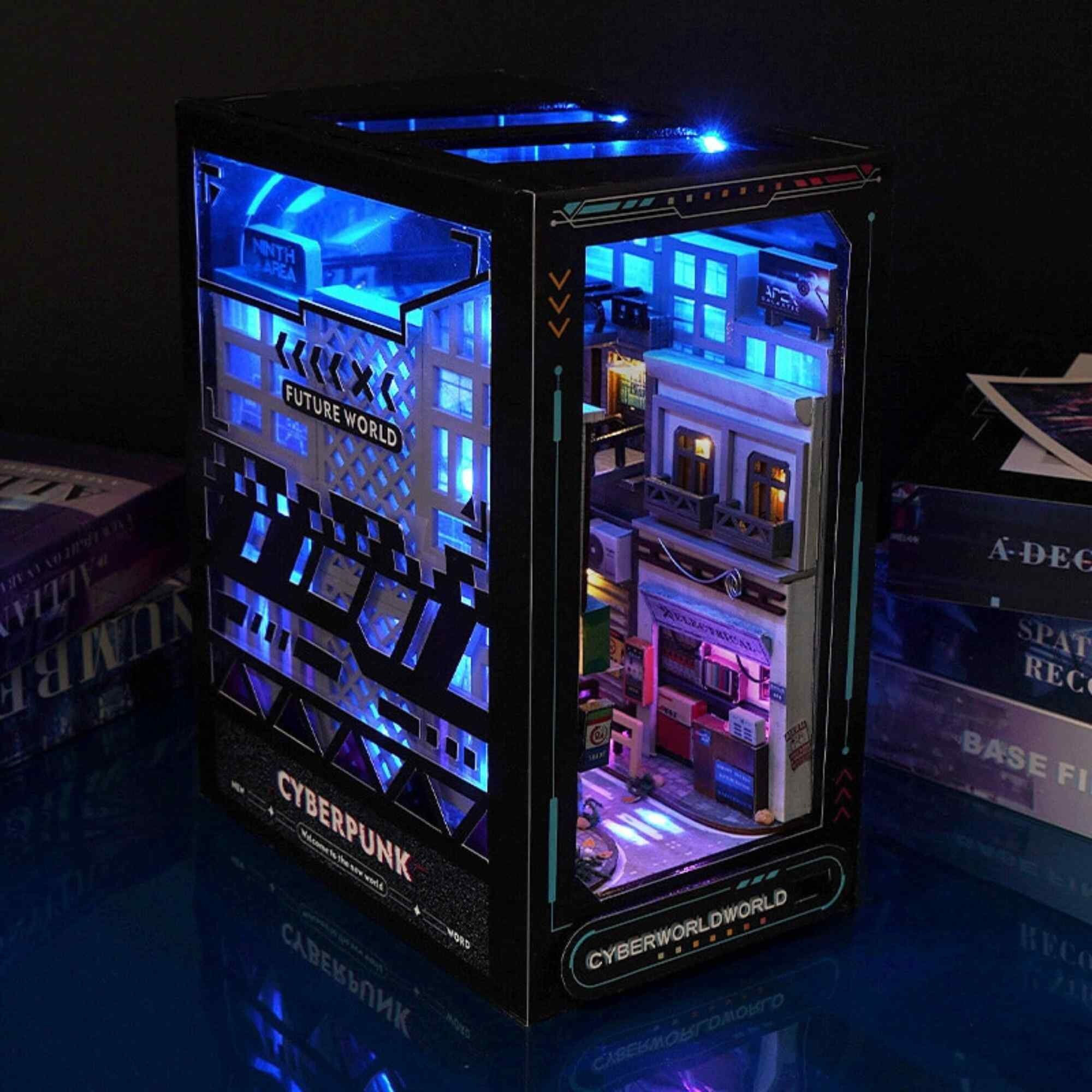 Wallpaper #xJ2lZ5cBkAG5jTCHgrMh79 Cyberpunk World Diy Book Nook Shelf Miniature Insert Kits Near Future