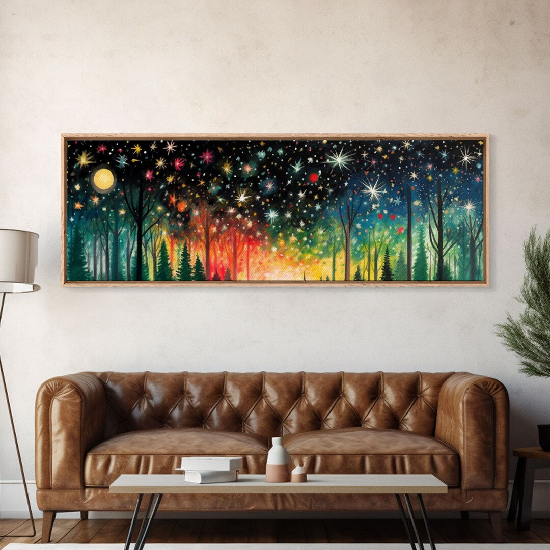 Wallpaper #d2c4EZMBSpphPi3-OPZ1244 Watercolor Forest Canvas Abstract Landscape Stars in the Woods