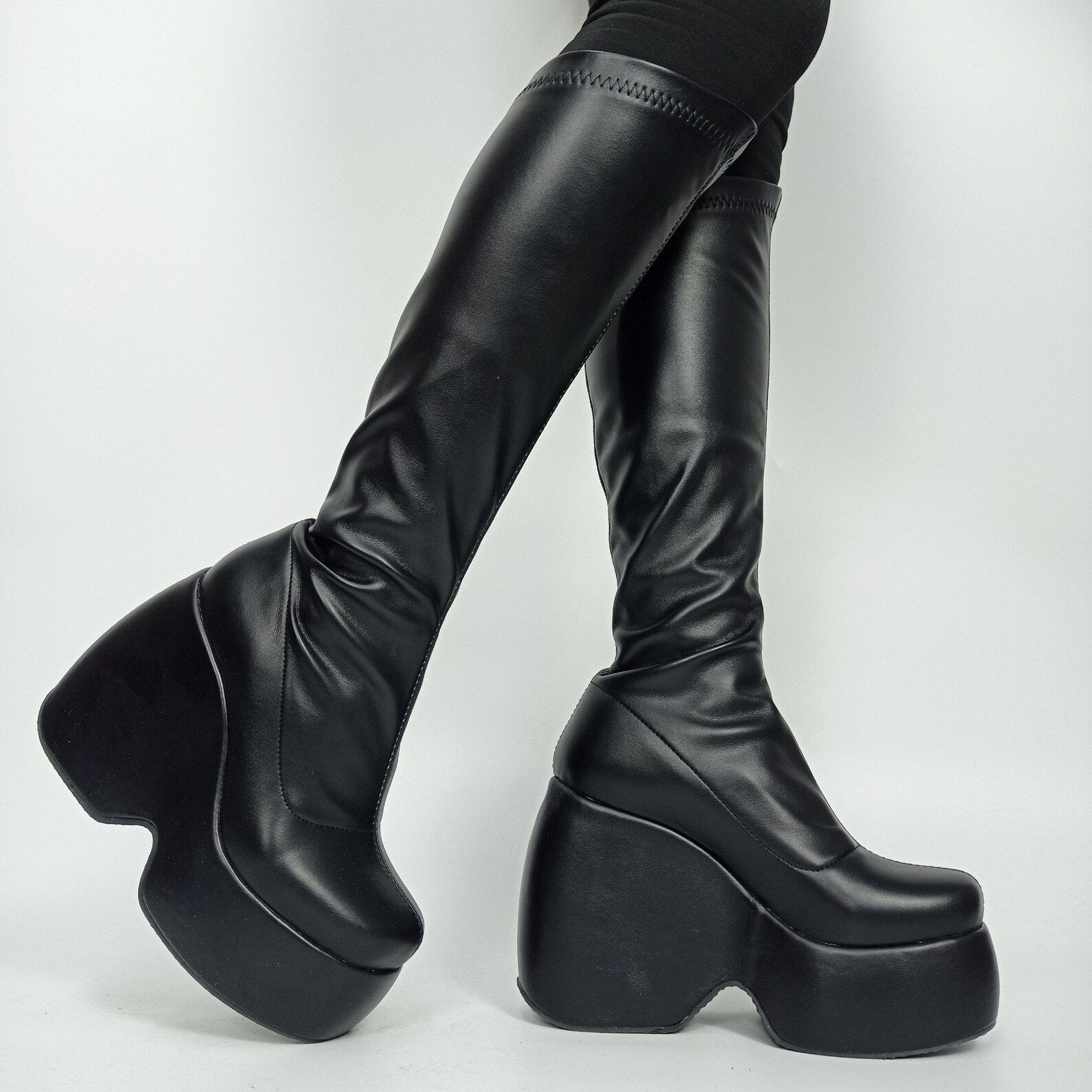 Wallpaper #P2cdEpMBSpphPi3-vvqw7 Y2k Punk Aesthetic Calf High Stretch Platform Club Boots Etsy Canada