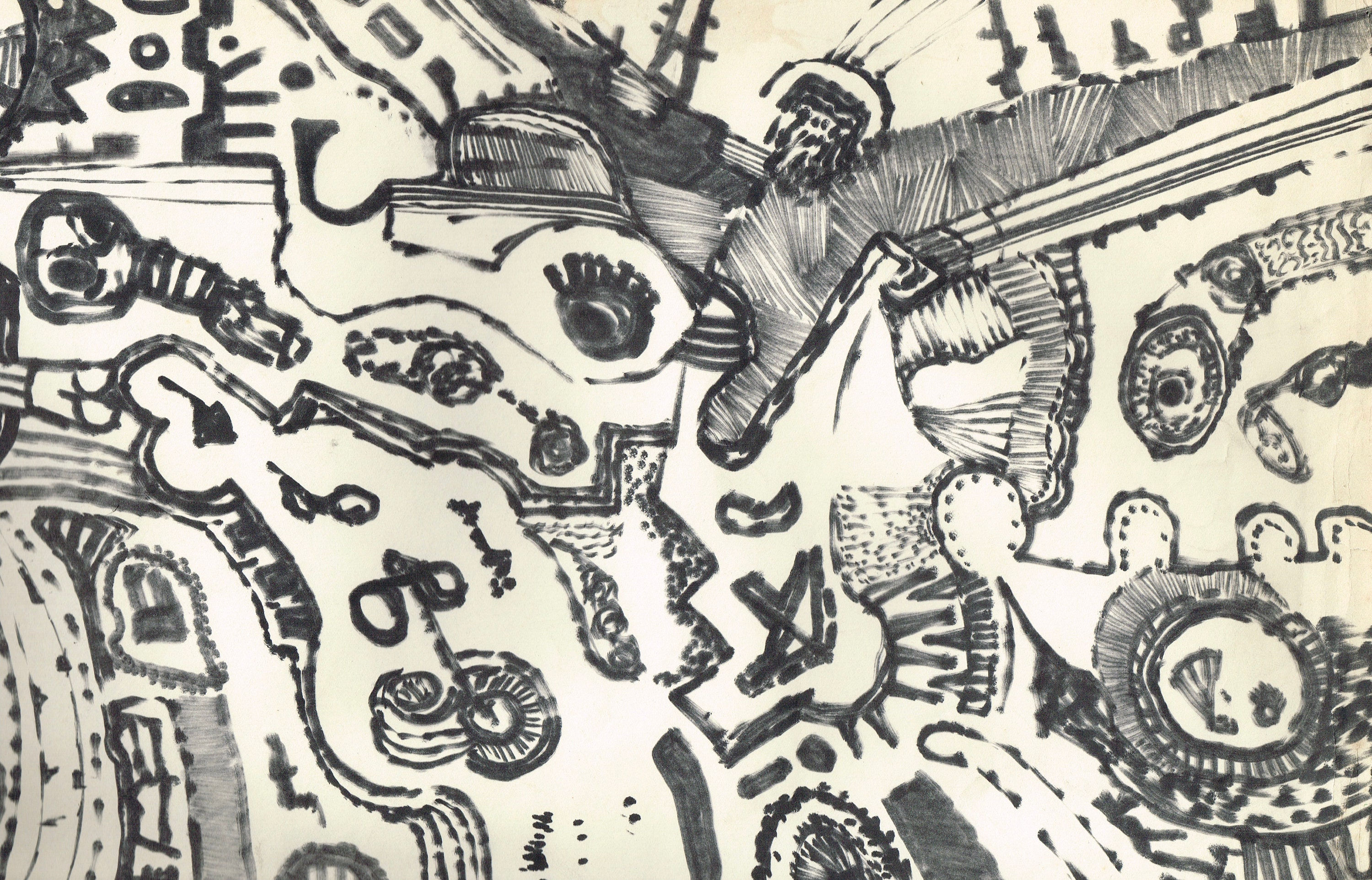 Wallpaper #aWdbBJMBSpphPi3--bfl170 Art Collectibles Pen Paint Beatnik Abstract Sketch Drawing by Peter J