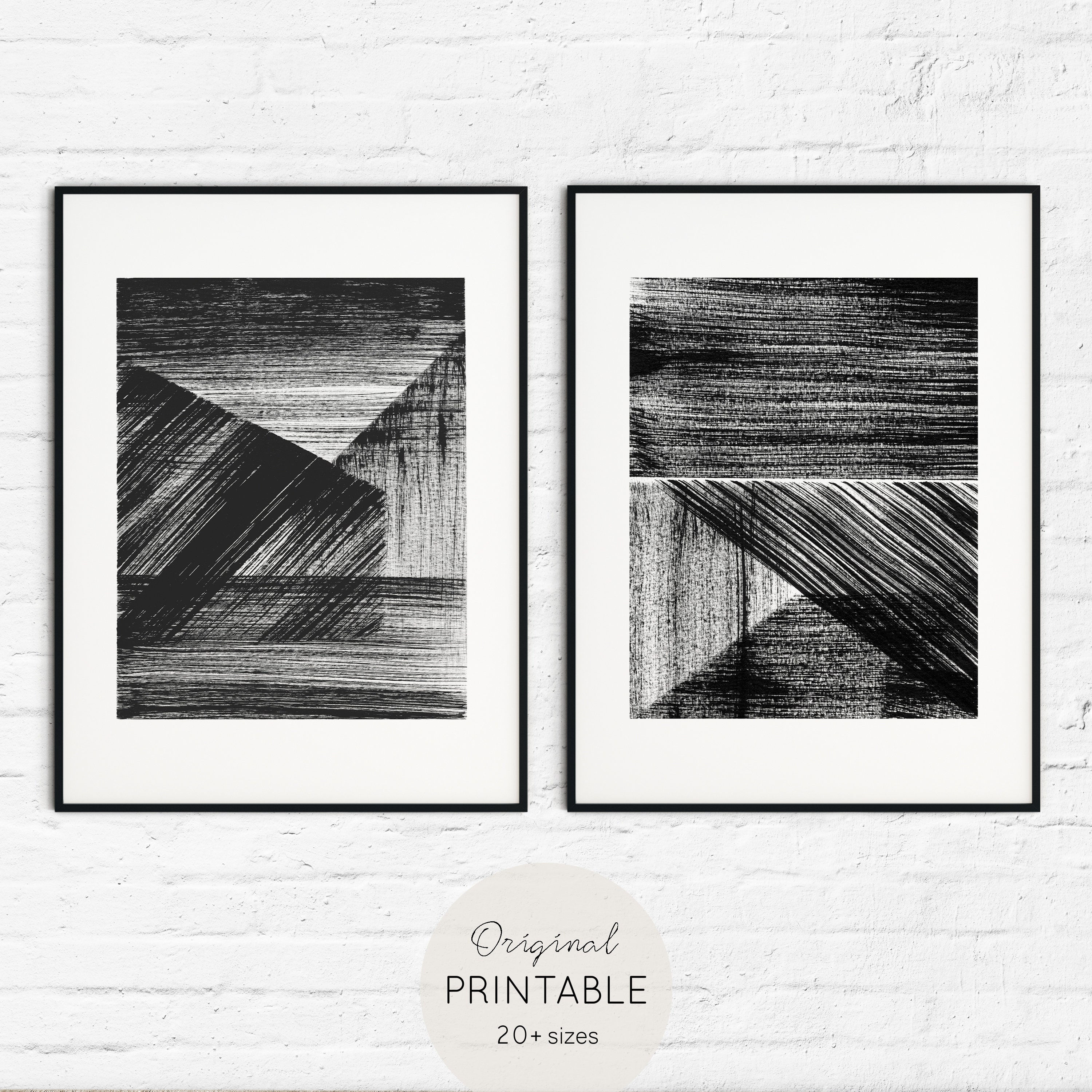 Wallpaper #W2ex7ZIBSpphPi3-OlmC300 Set of 2 Geometric Abstract Painting Printable Wall Art Etsy