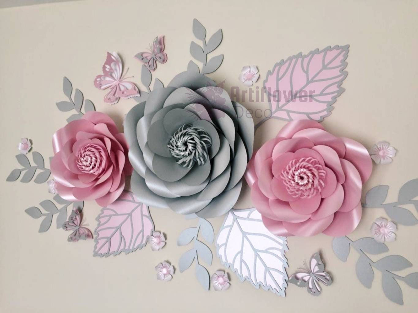 Wallpaper #vmhUIpMBSpphPi3-3TKg29 3D Paper Flower Wall Art for Nursery in Blush Pink Silver Etsy