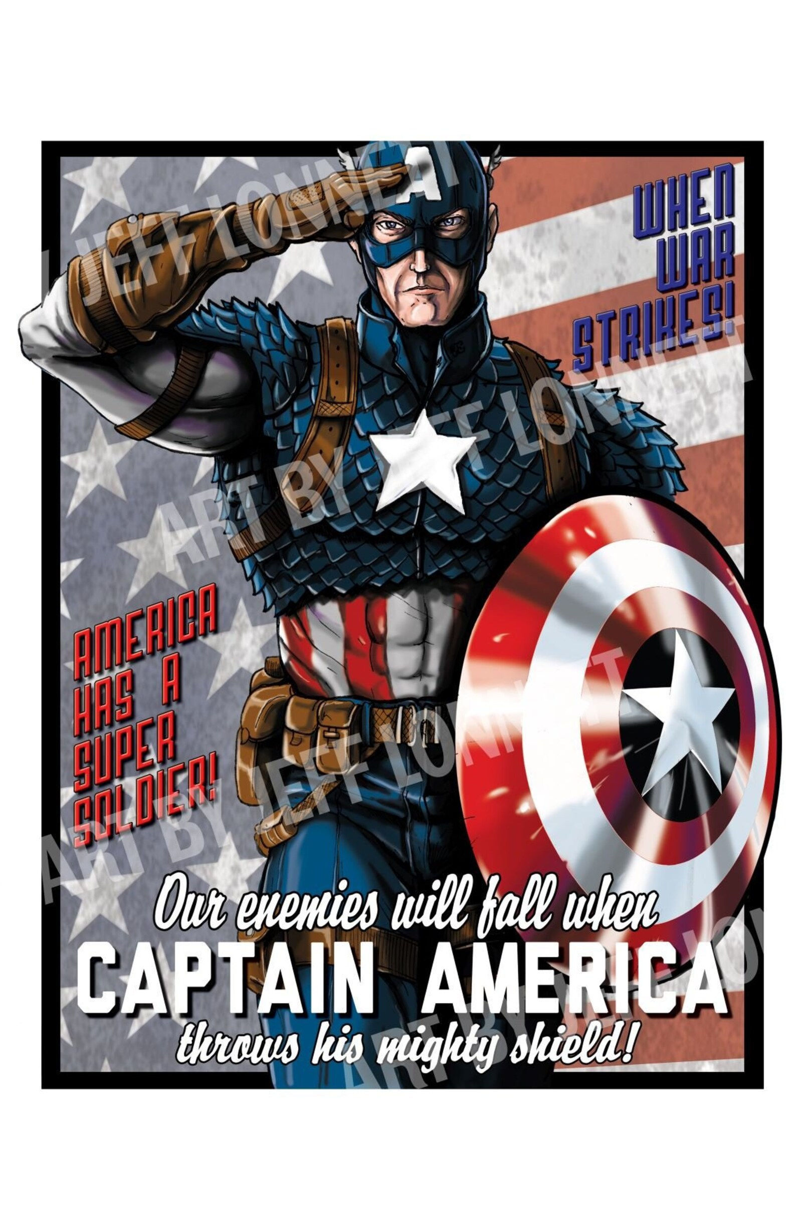 Wallpaper #UX0z844Bnwiau_P6NQwj26 Captain America Throws His Shield Propaganda Poster 11x17 80lb Glossy