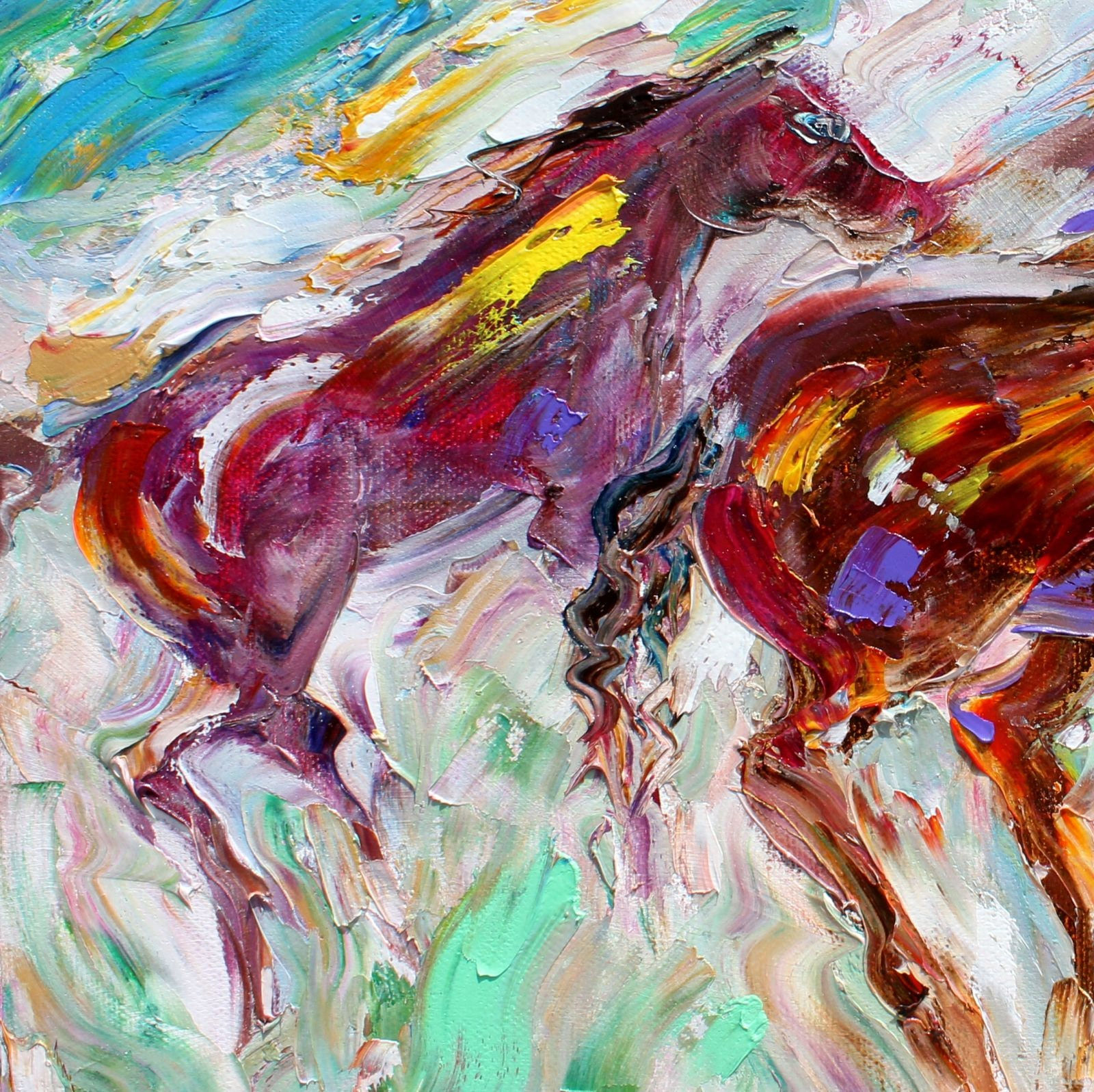 Wallpaper #Mn1i8I4Bnwiau_P63Abi3 Mustang Horses Painting Equine Art Original Oil on Canvas Palette