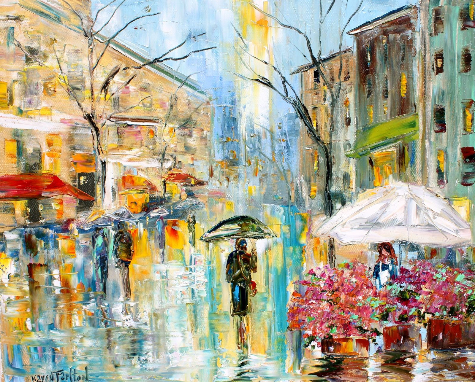 Wallpaper #3hk2Io8BtGB6xQ78H4HC1 Paris Spring Rain Painting in Oil Landscape Palette Knife Impressionism