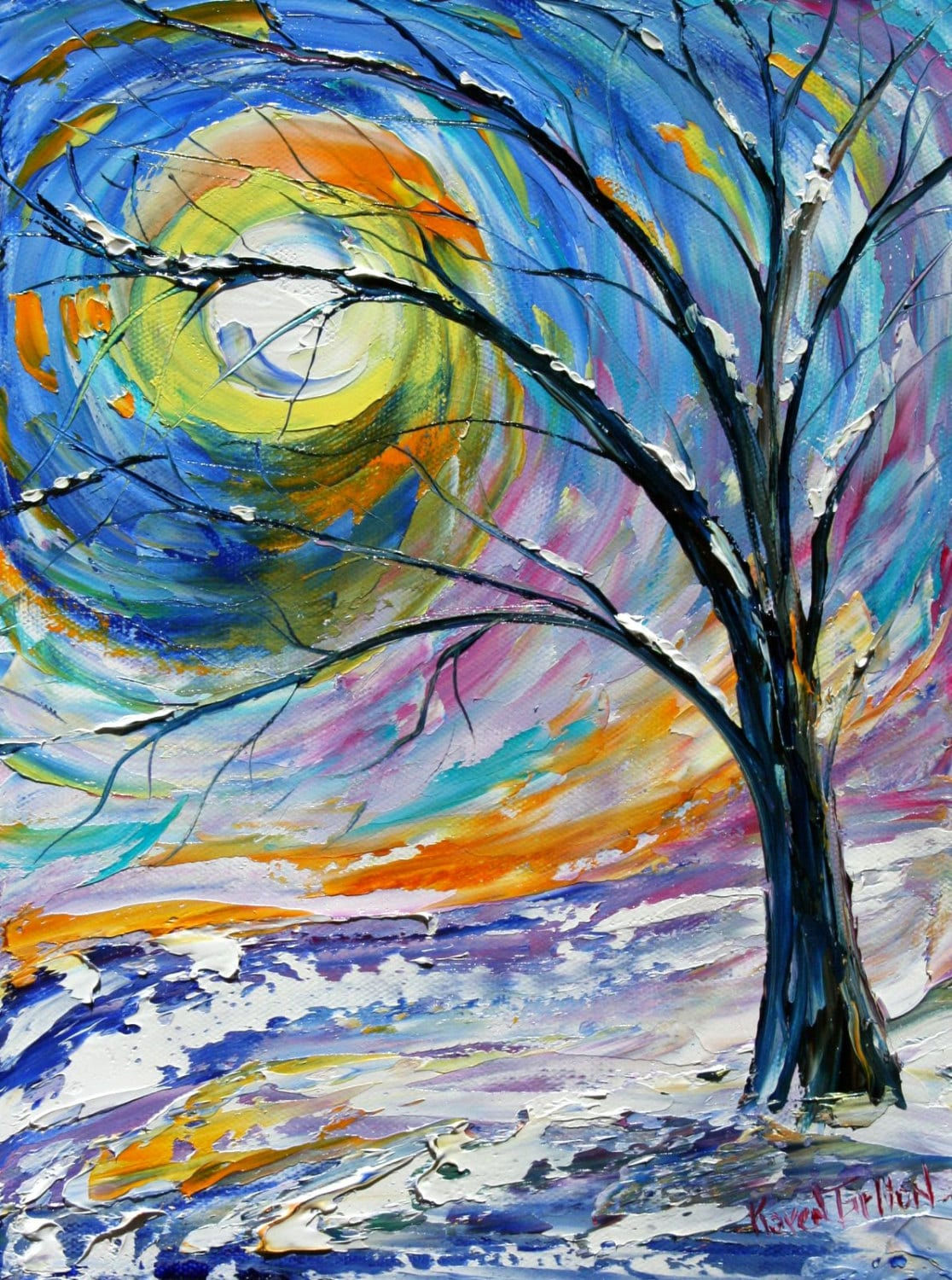 Wallpaper #3hk2Io8BtGB6xQ78H4HC29 Winter Tree Print on Watercolor Paper Made from Image of Past Painting