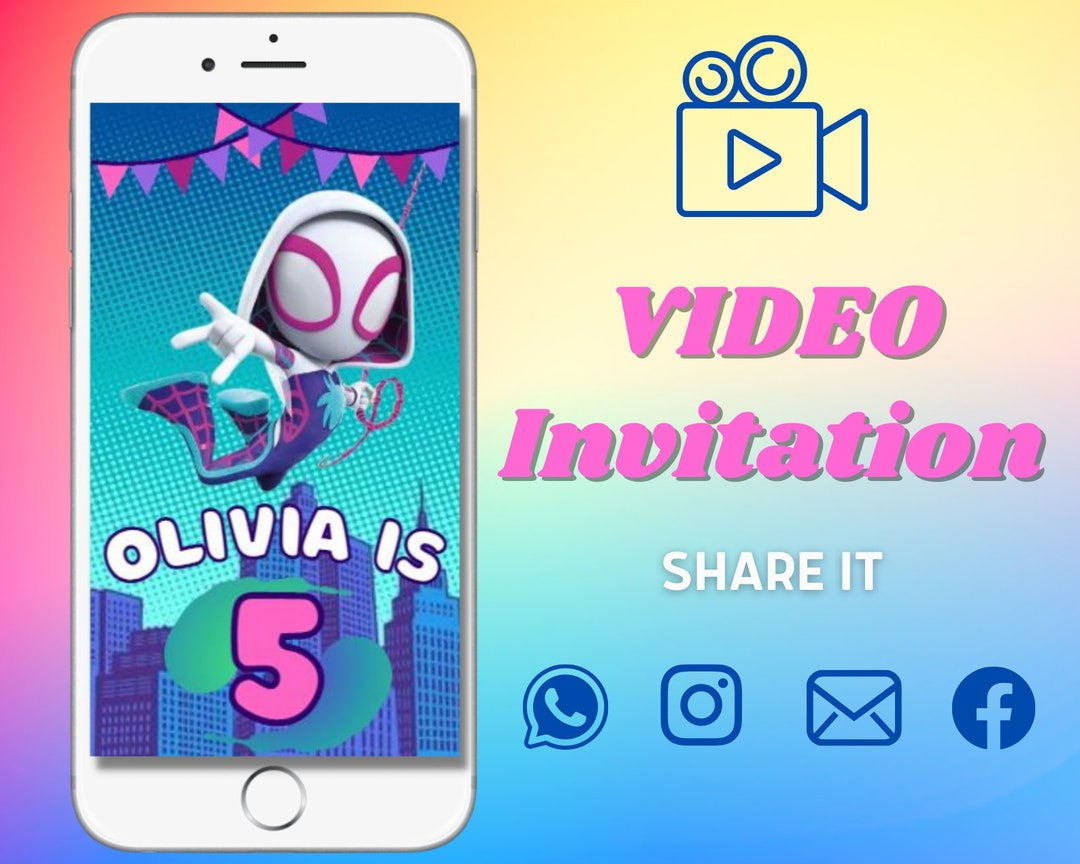 Wallpaper #a_RNOpMBKFX8bn3rUnhb98 Ghost Spider Gwen Video Invitation Editable Invitation Template Canva