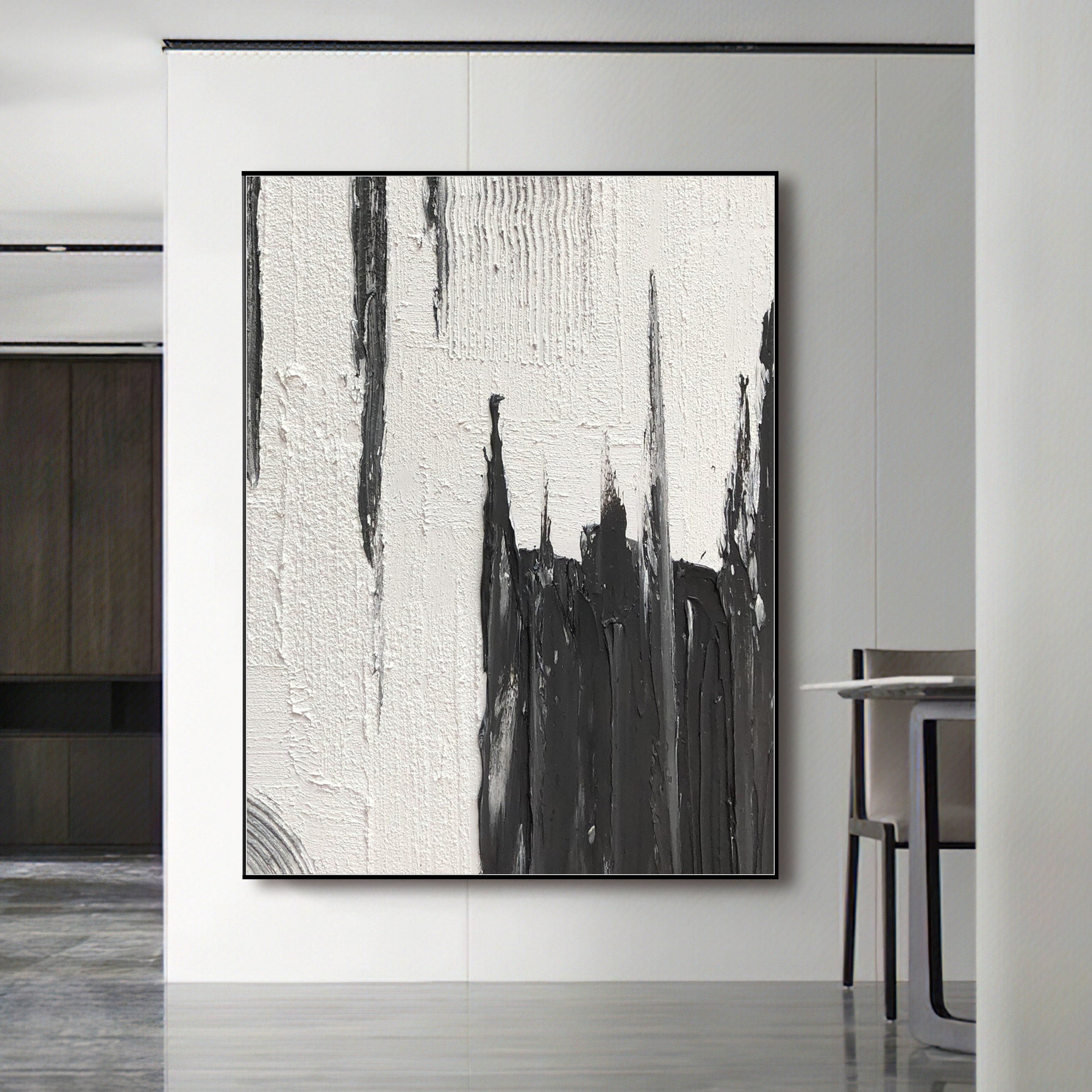 Wallpaper #BGcL6JIBSpphPi3-SDu_234 Black and White Abstract Painting Black White Minimalist Wall Etsy