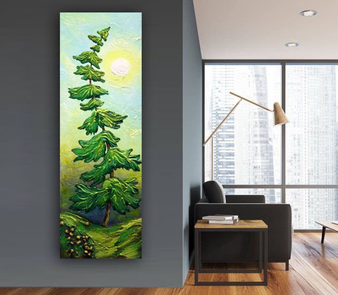 Wallpaper #BGdQC5MBSpphPi3-qtkV201 Pine Tree Painting Original Landscape Abstract Pine Tree Etsy