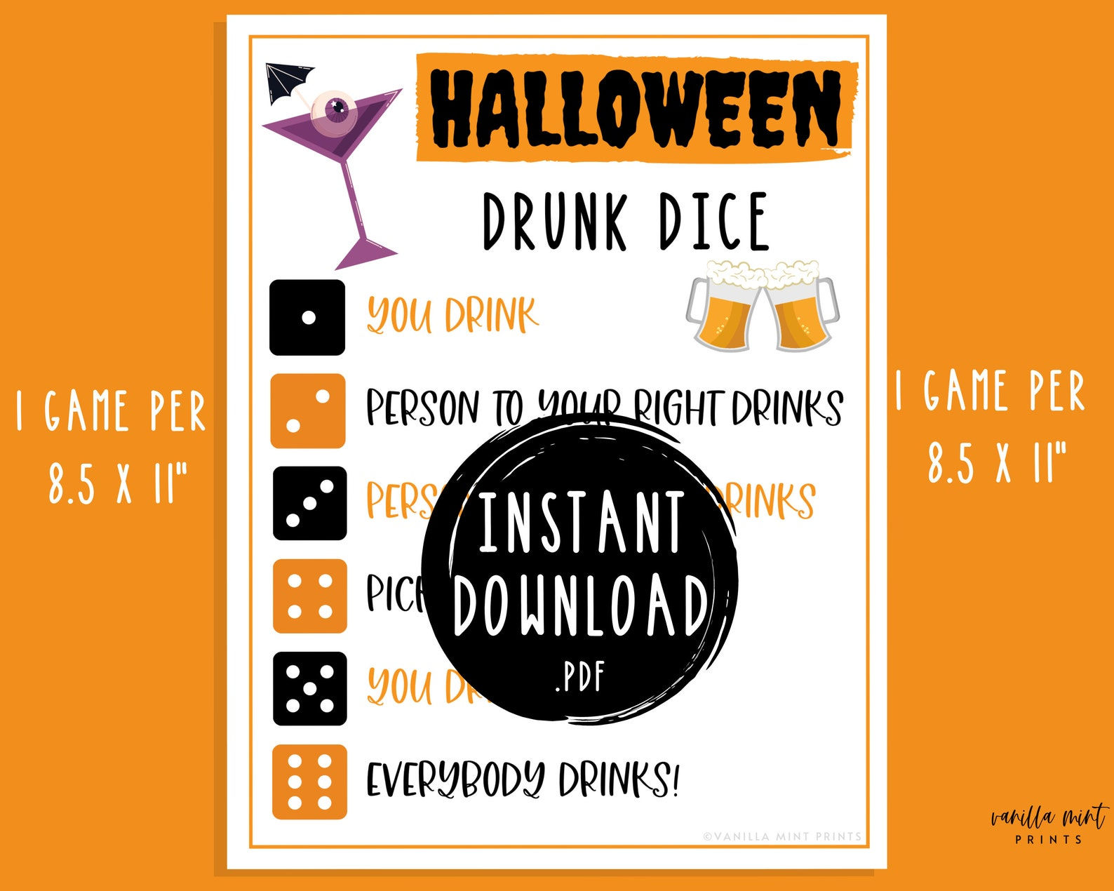 Wallpaper #g2zNKZMBMyCOpUSXDRRd79 Halloween Drunk Dice Drinking Game Halloween Party Games Etsy
