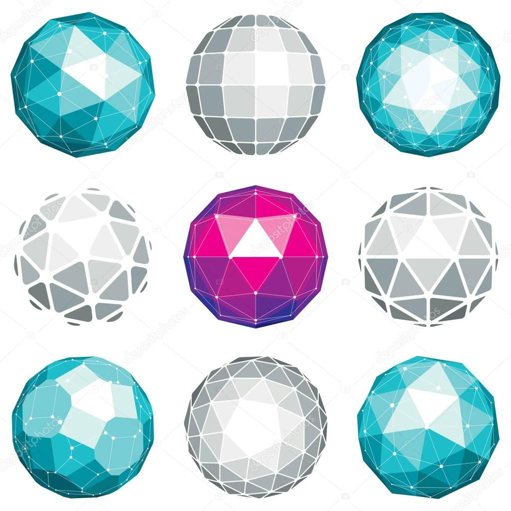 Wallpaper #BGcT6pIBSpphPi3-TUVE261 Abstract Geometric Futuristic Globes Set Stock Vector