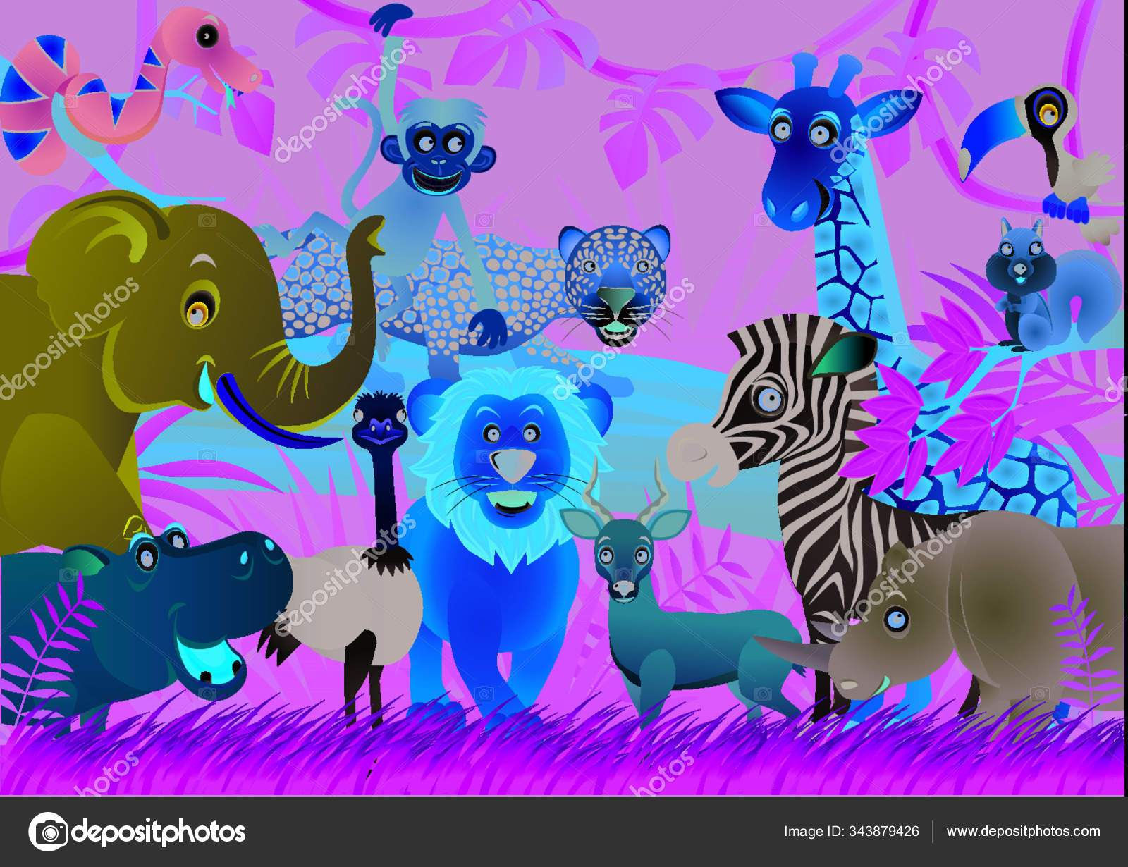 Wallpaper #cXfyJ5MB-pgBXx60MKiM219 Vector Illustration Wild Animals Jungle Stock Vector Image by