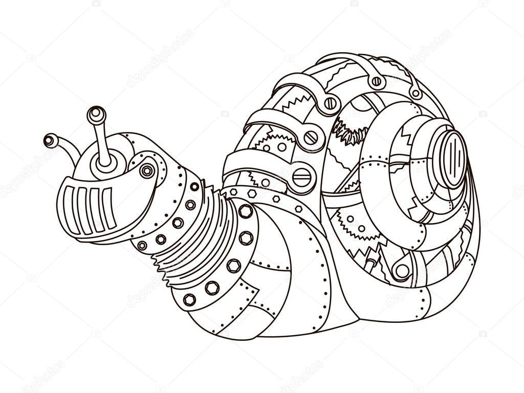 Wallpaper #7DE0NZMB5zzyi_yYk1WD93 Steampunk Style Snail Coloring Book Vector Stock Vector Image by