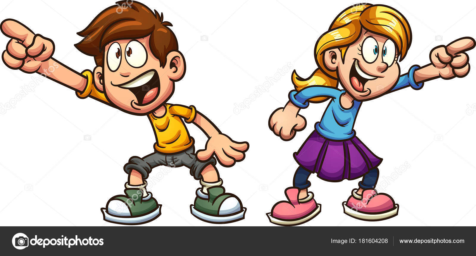 Wallpaper #1Gc0CJMBSpphPi3-gckF177 Cartoon Boy Girl Pointing Something Vector Clip Art Illustration Simple