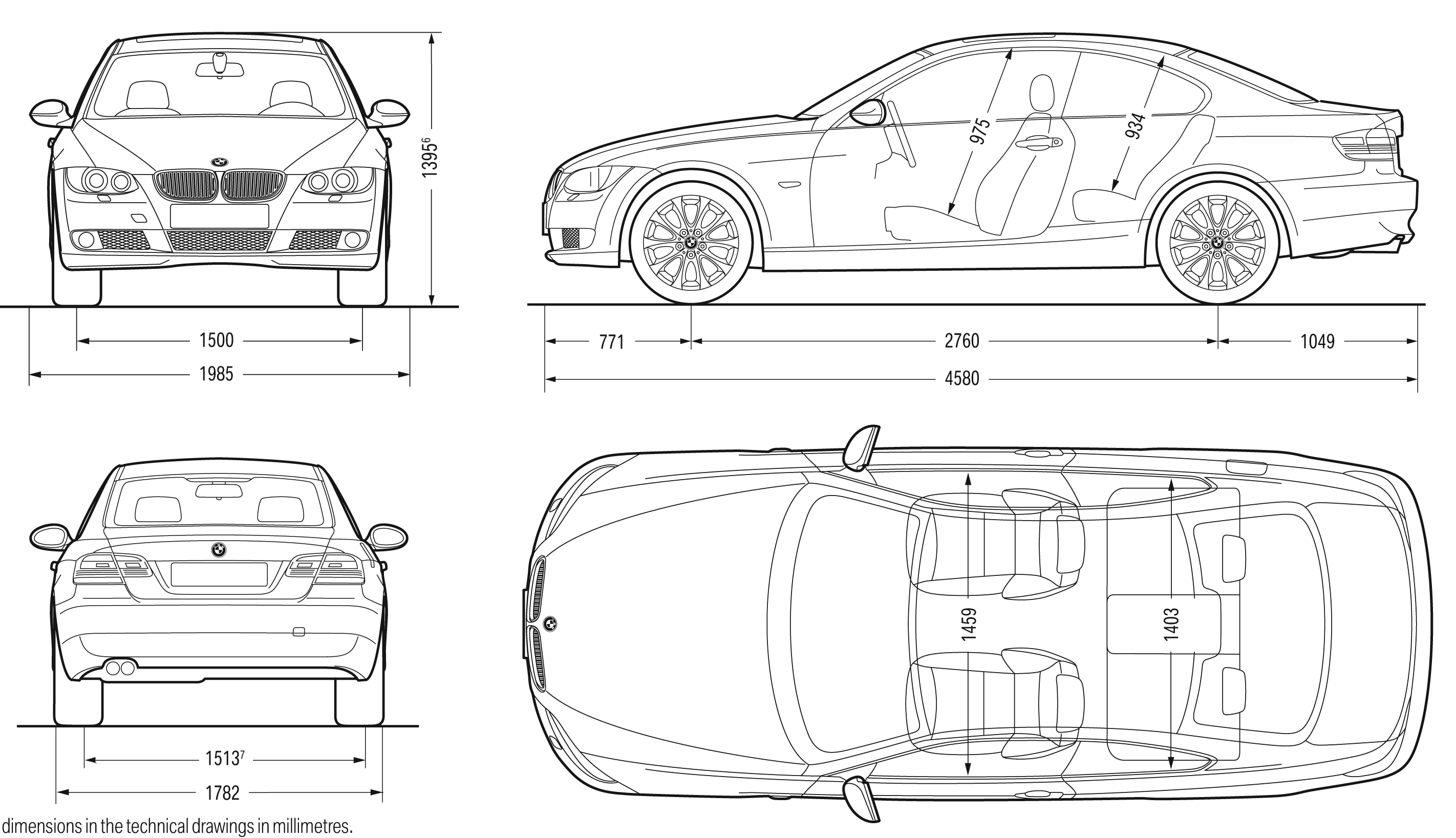 Wallpaper #2GceDpMBSpphPi3-megn295 BMW 3 Series E92 2007 Blueprint Download Free Blueprint for 3D Modeling