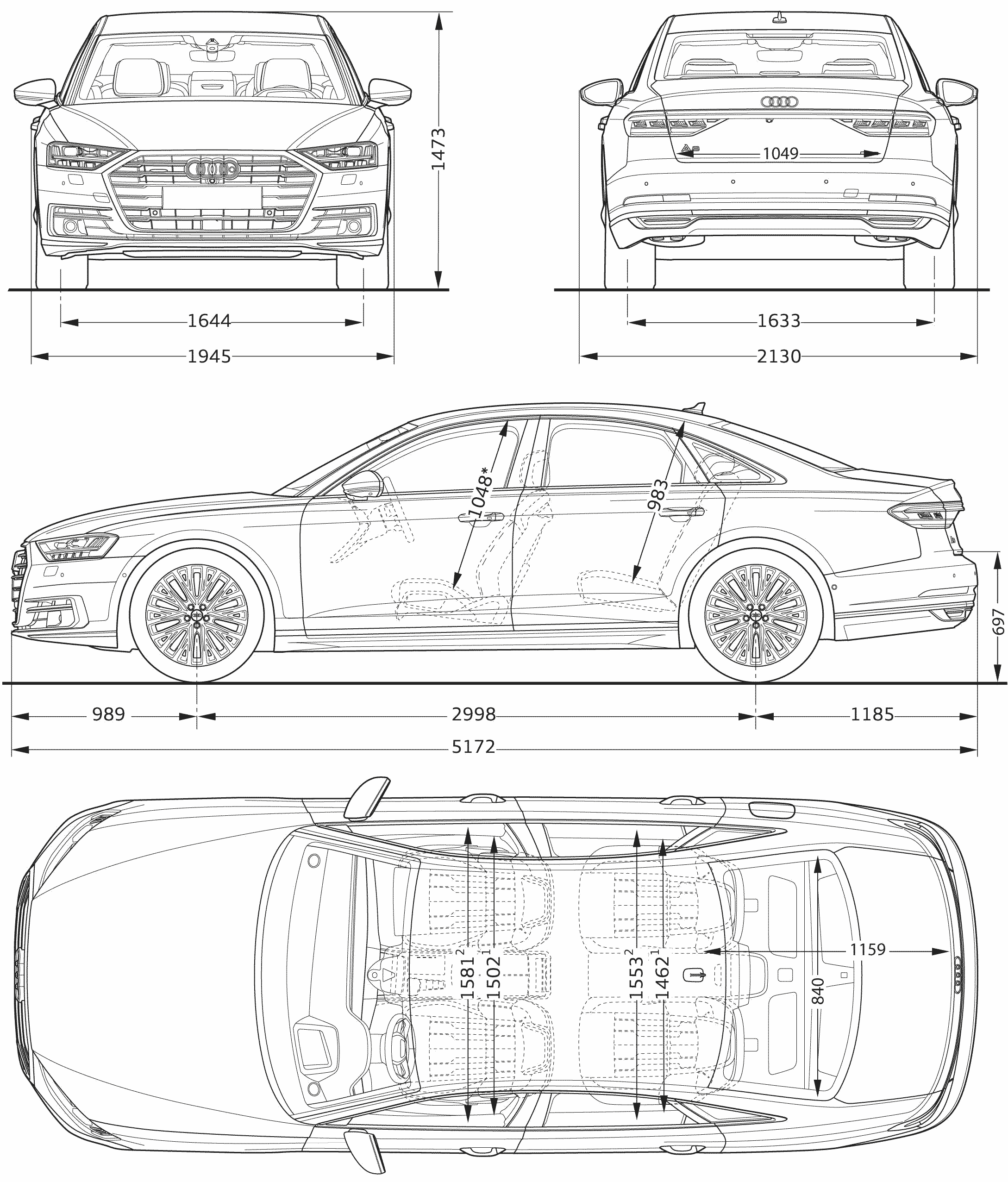 Wallpaper #QWeM_ZIBSpphPi3-WJwv337 Audi A8 2017 Blueprint Download Free Blueprint for 3D Modeling