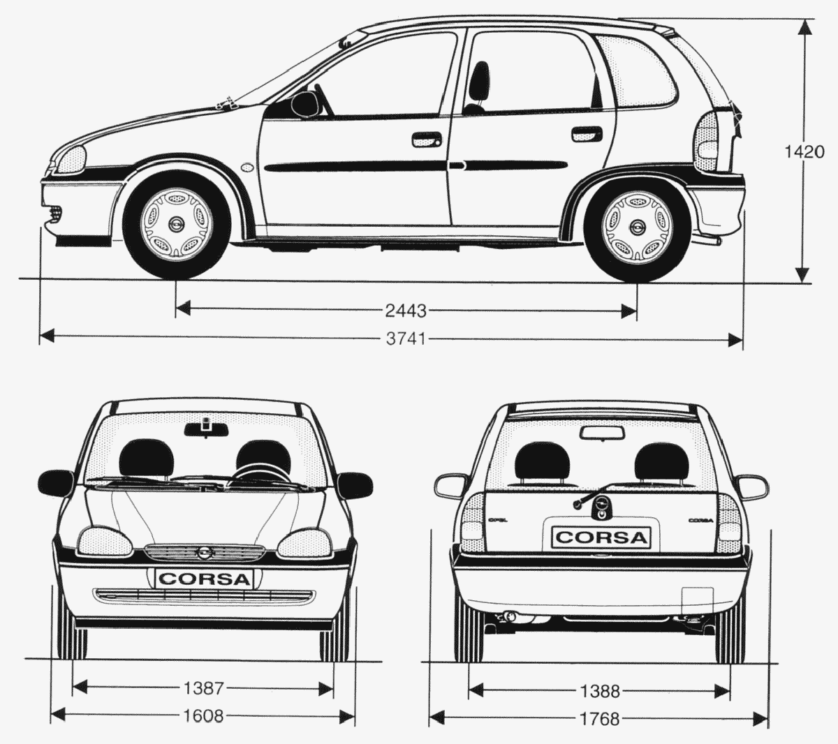 Wallpaper #sOqDVZMBlwTYPL18jA3a247 Opel Corsa 1998 Blueprint Download Free Blueprint for 3D Modeling