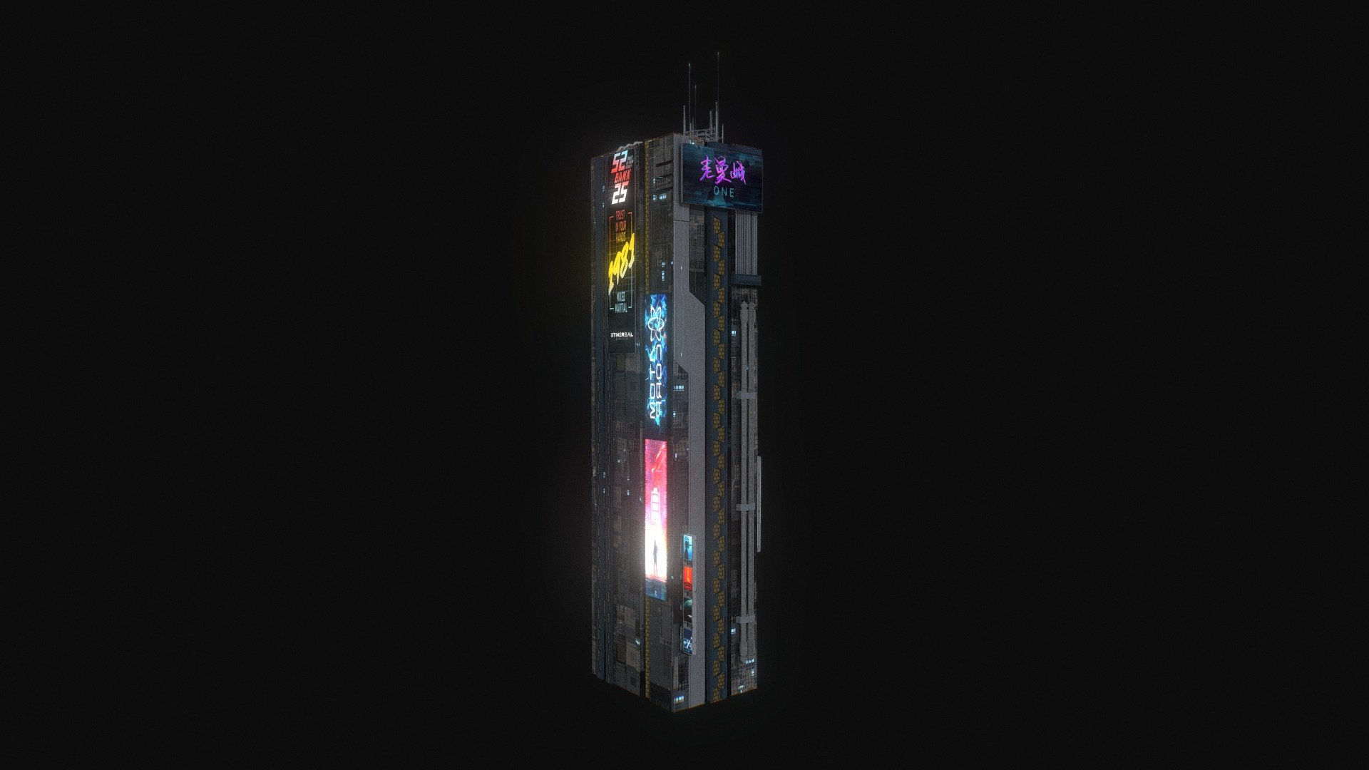 Wallpaper #5WeV7JIBSpphPi3-_1Po147 Cyberpunk Futuristic Building Kitbash Bundle 009 3D Model by Zippy