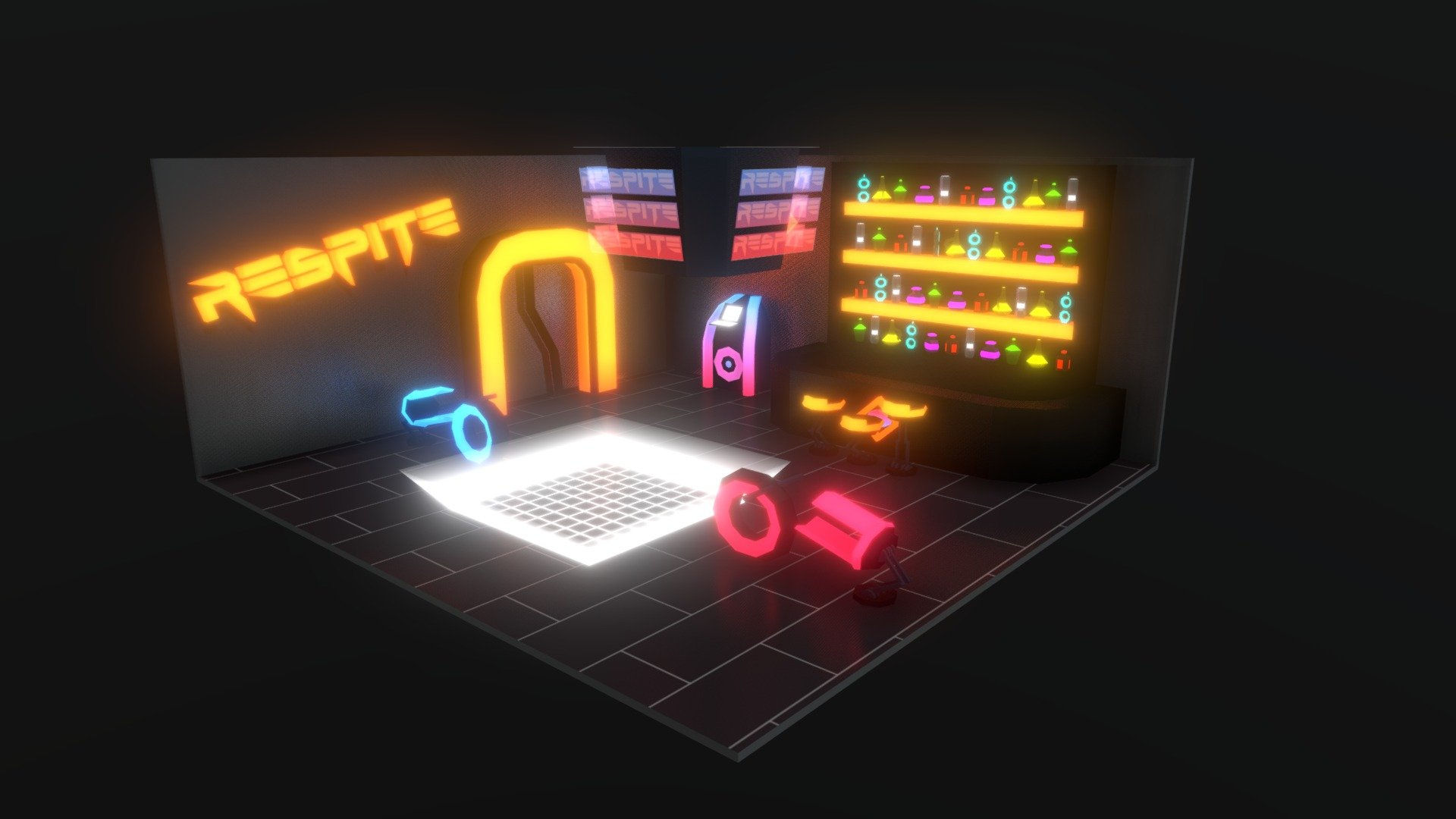 Wallpaper #NUUunY4B7YBJg1BVuqJc42 Cyberpunk Neon Bar Download Free 3D Model by Ranbul 4174b9f Sketchfab