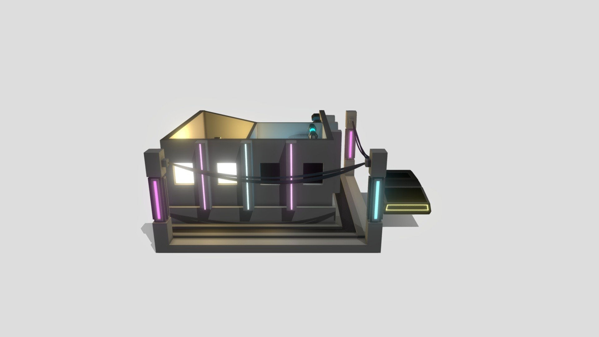 Wallpaper #r-pcVpMBlwTYPL185g_V103 Stylized Cyberpunk House 3D Model by Skalkasson B136670 Sketchfab
