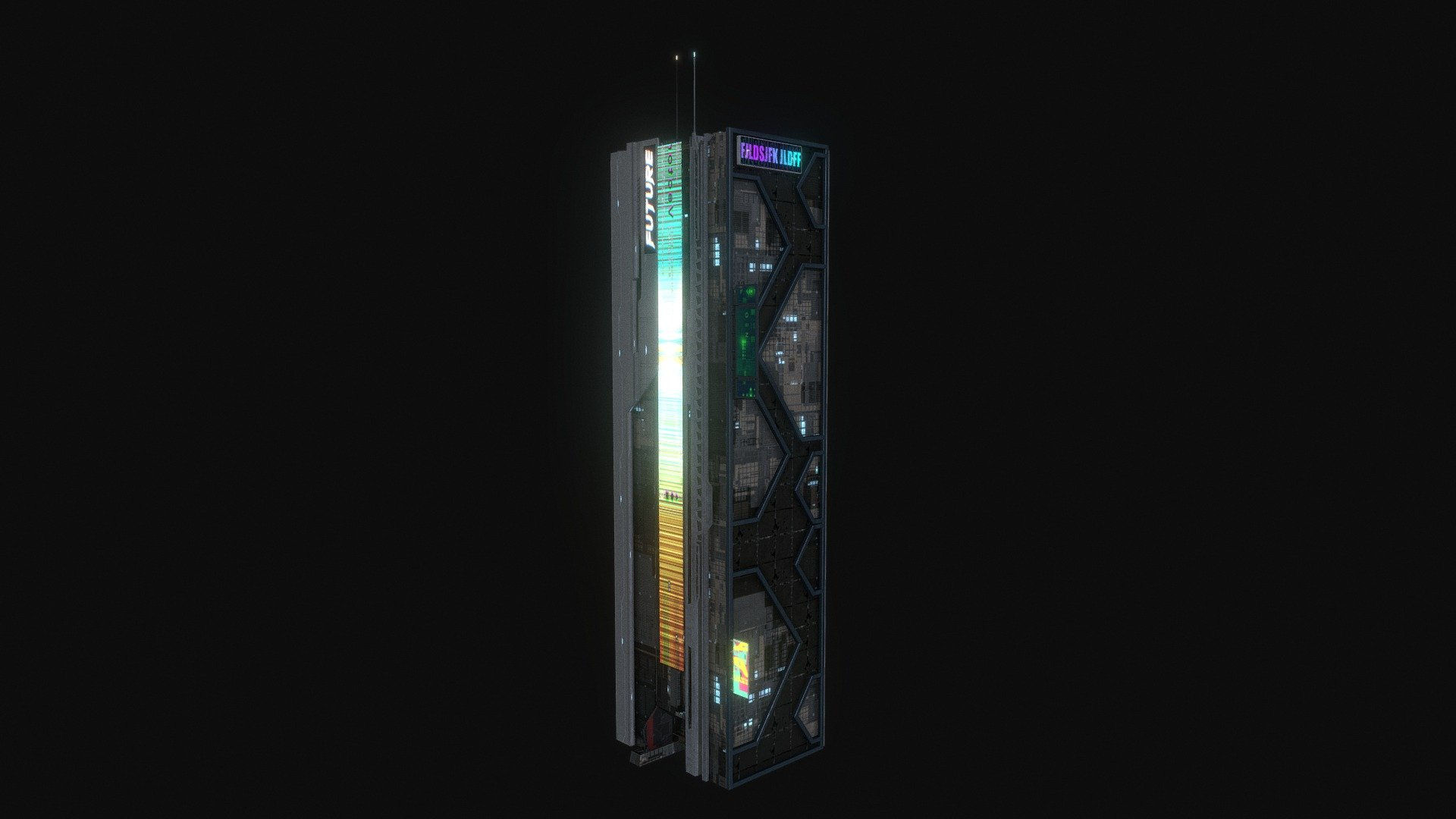 Wallpaper #RFjoM5MBzN9vxX340ToL242 Cyberpunk Futuristic Building Kitbash Bundle 002 3D Model by Zippy