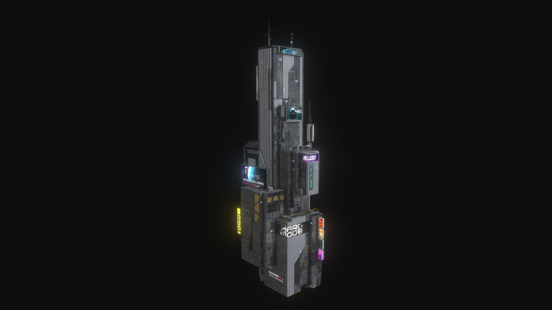 Wallpaper #RFjoM5MBzN9vxX340ToL59 Cyberpunk Futuristic Building Kitbash Bundle 006 3D Model by Zippy