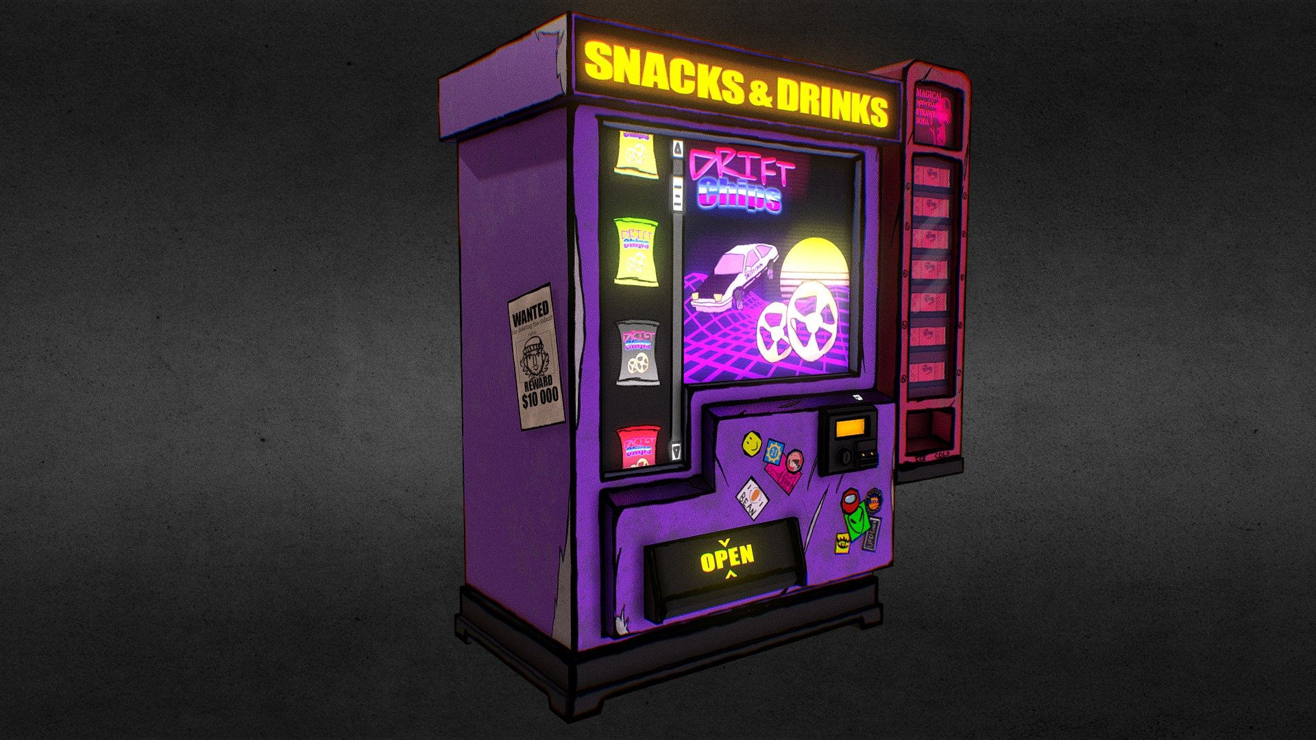 Wallpaper #LhlQAo8BtGB6xQ78T0rz47 Stylized Cyberpunk Vending Machine 3D Model by Sergio I Gaytan