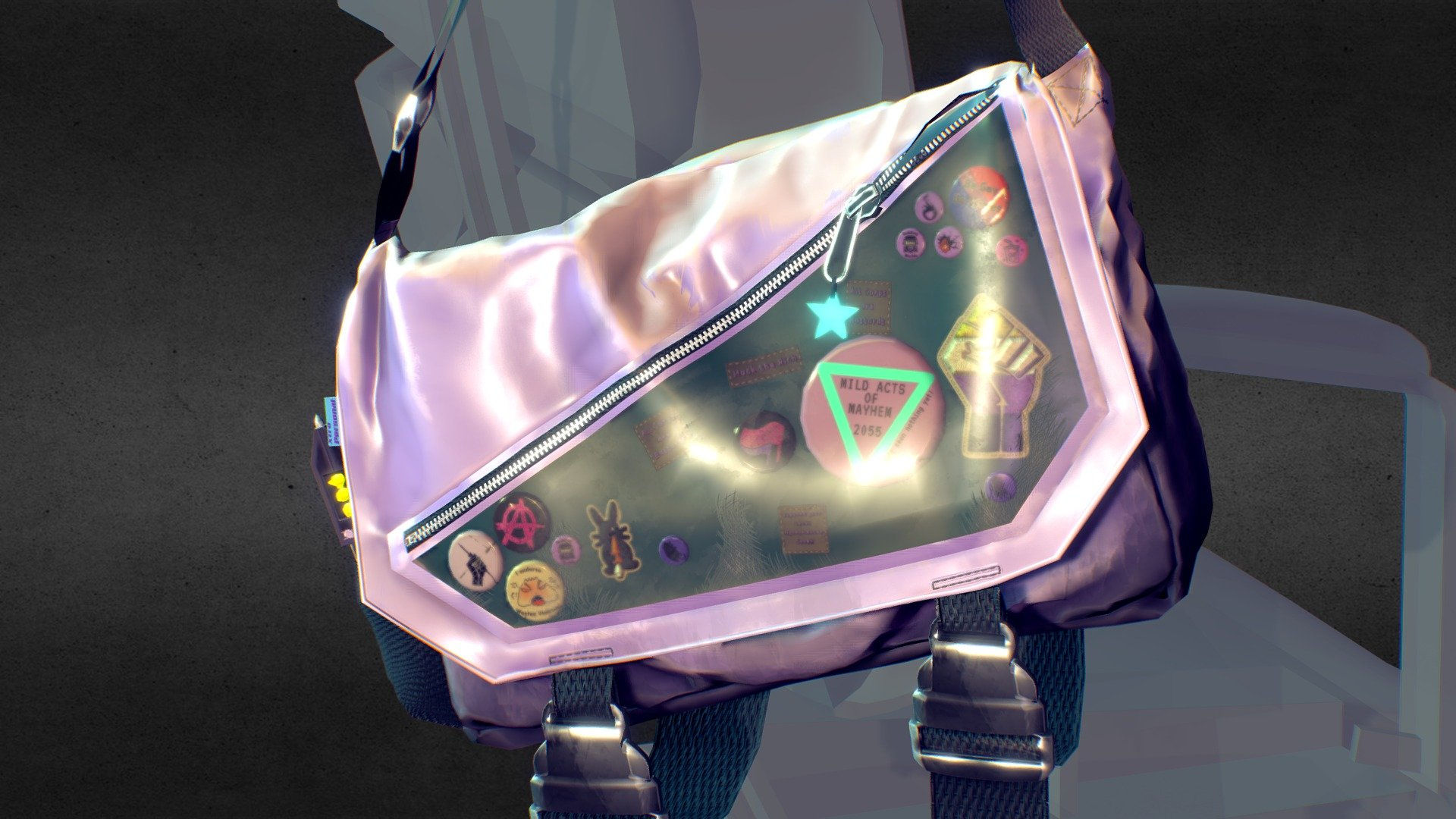 Wallpaper #kRmDAo8BtGB6xQ7820q511 Cyberpunk Bag with Pins 3D Model by Hamilton Imaginations