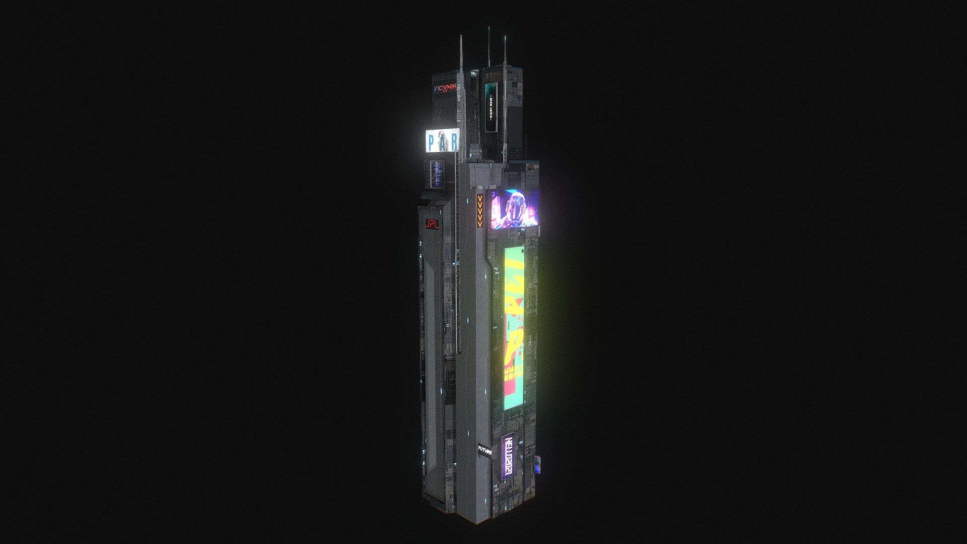 Wallpaper #RFjoM5MBzN9vxX340ToL154 Cyberpunk Futuristic Building Kitbash Bundle 012 3D Model by Zippy