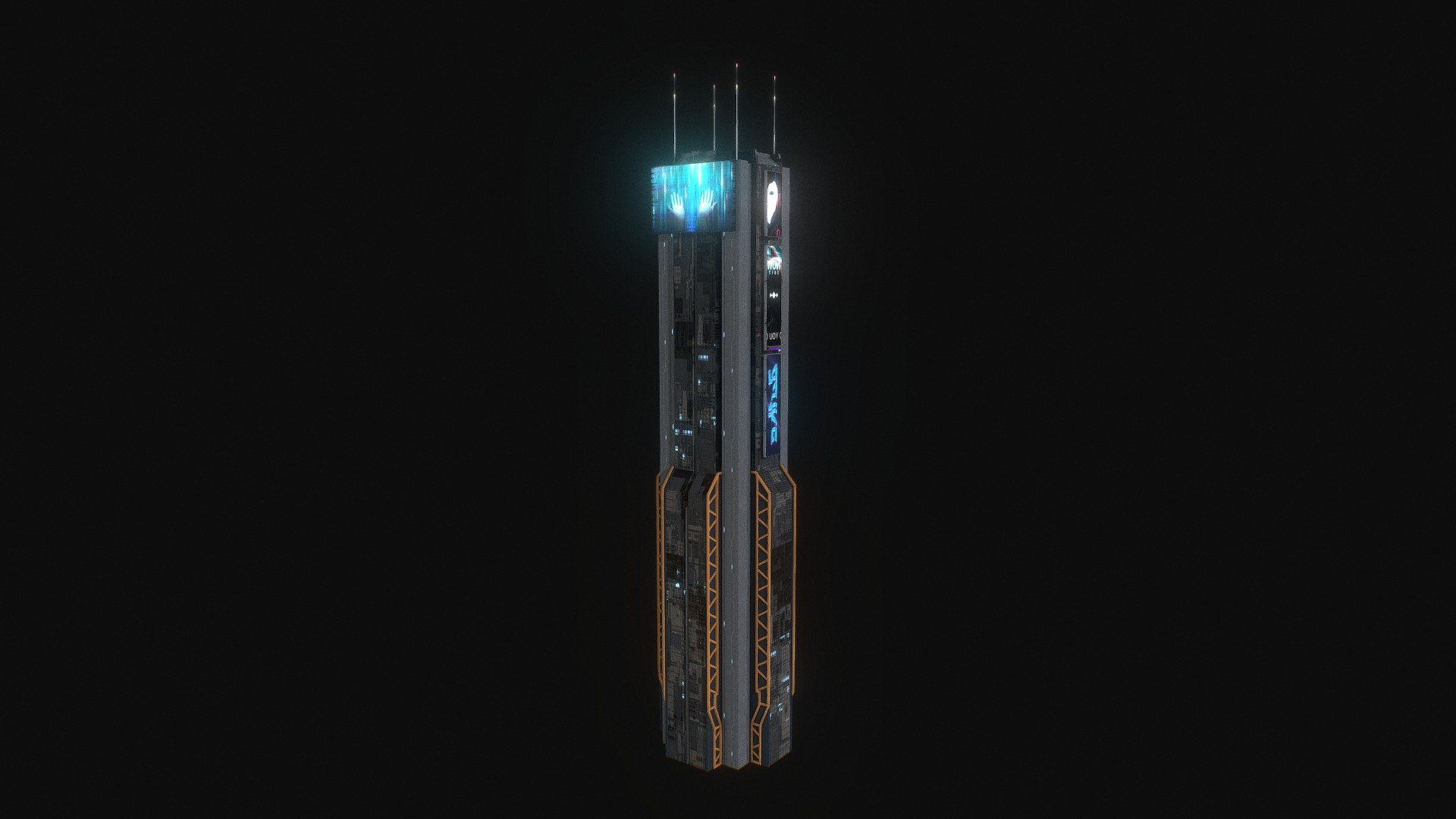 Wallpaper #RFjoM5MBzN9vxX340ToL285 Cyberpunk Futuristic Building Kitbash Bundle 010 3D Model by Zippy