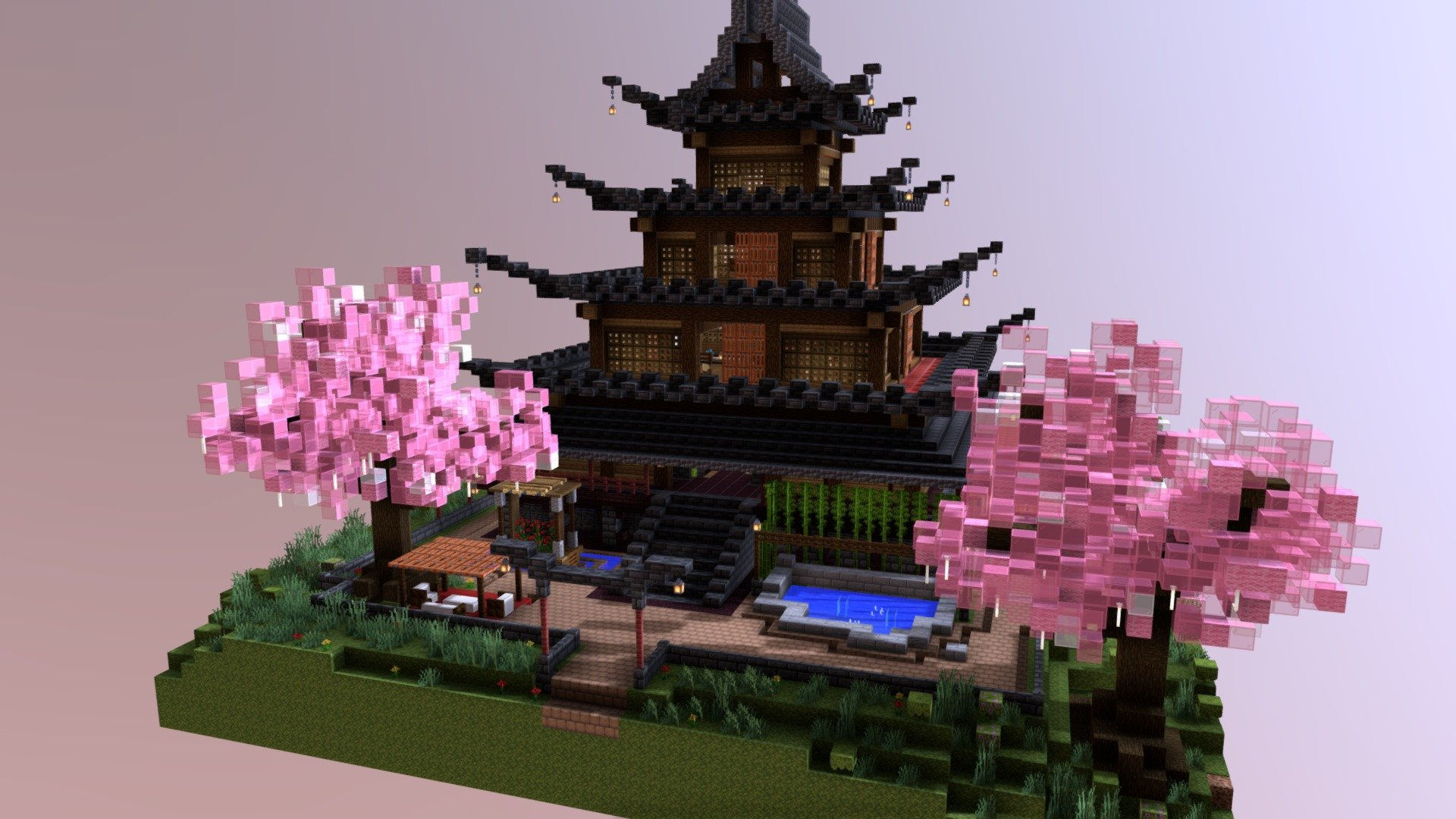 Wallpaper #82inFZMBSpphPi3-kggV285 Japanese Temple Minecraft Build 3D Model by Eleni Gorgogianni