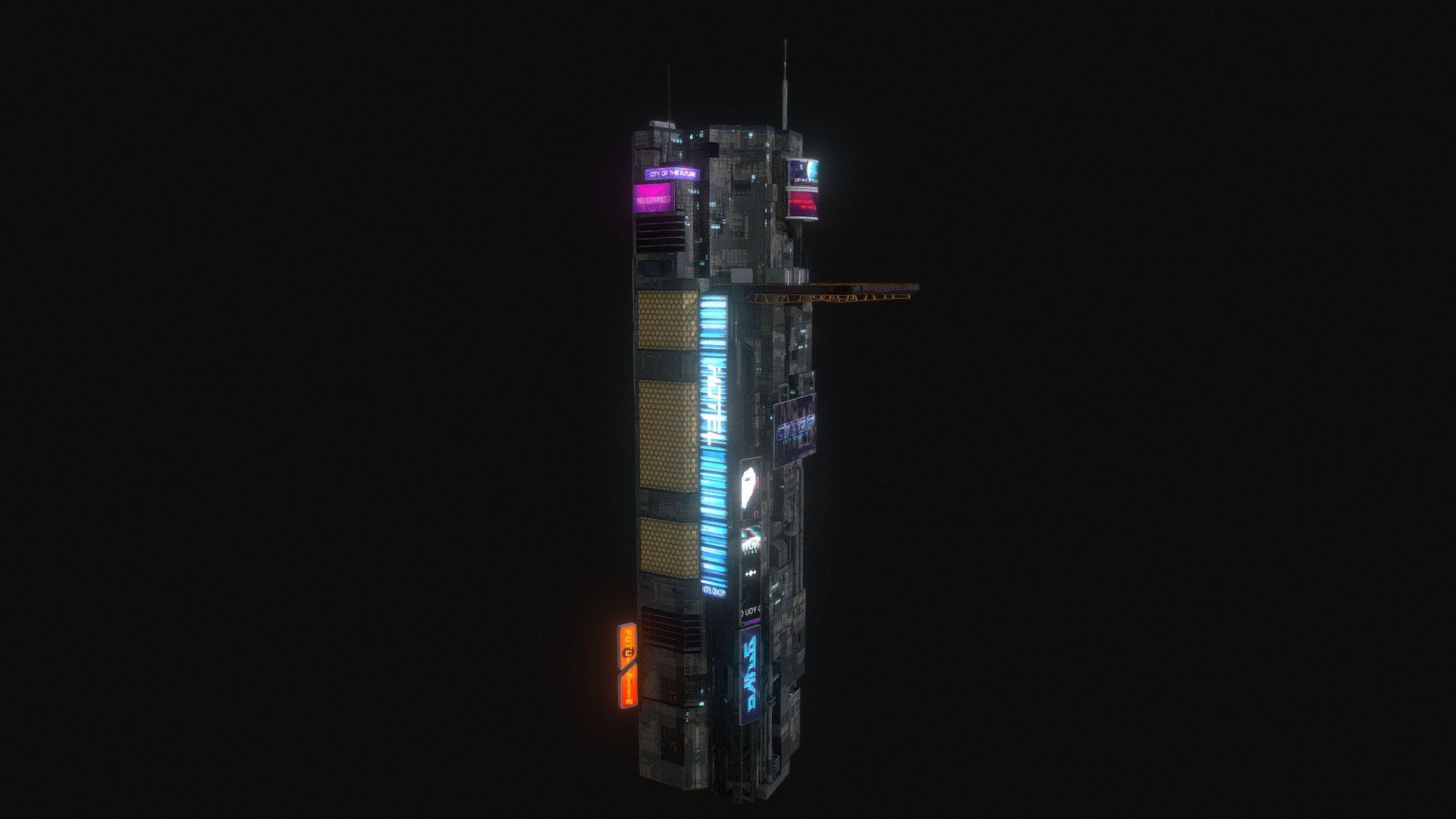 Wallpaper #RFjoM5MBzN9vxX340ToL44 Cyberpunk Futuristic Building Kitbash Bundle 007 3D Model by Zippy