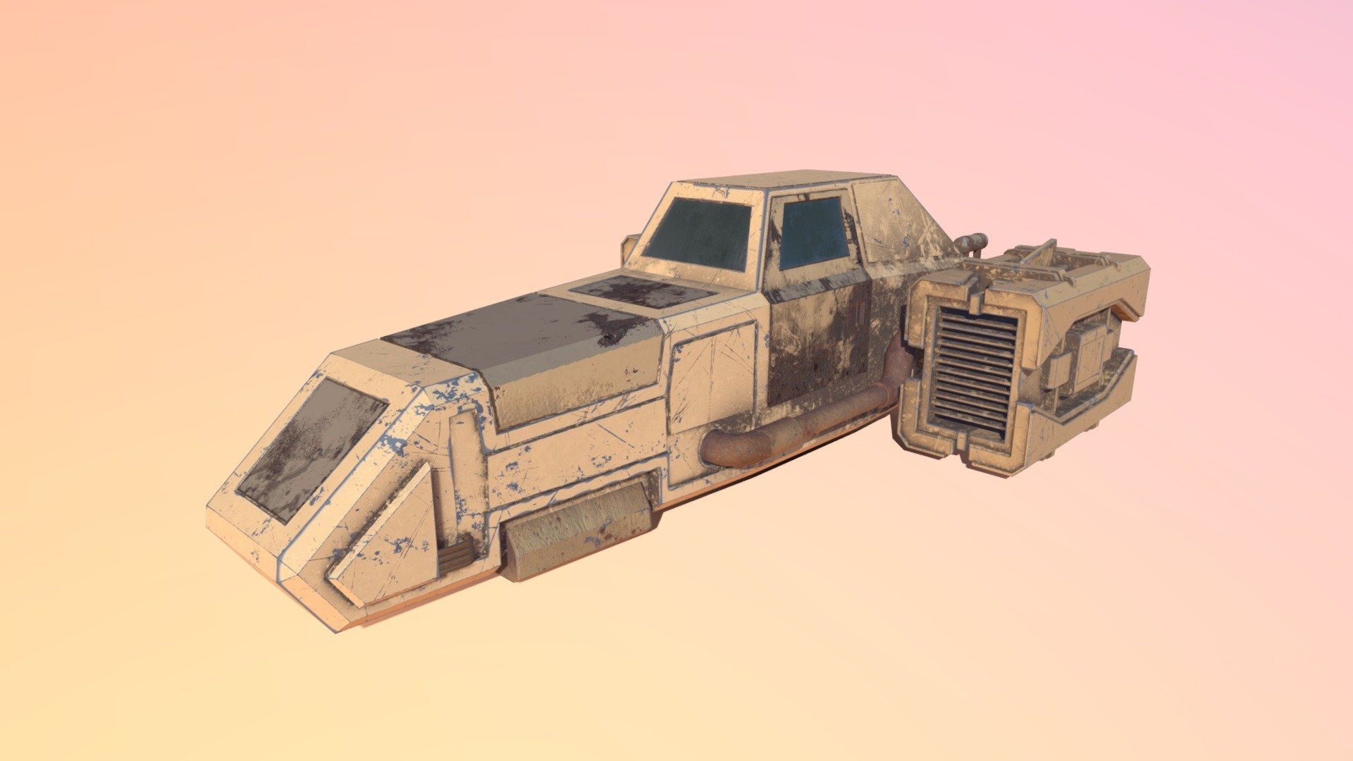 Wallpaper #h2jeIZMBSpphPi3-BDEJ21 Retro Sci Fi Desert Speeder 3D Model by Art Teeves B8386a9 Sketchfab