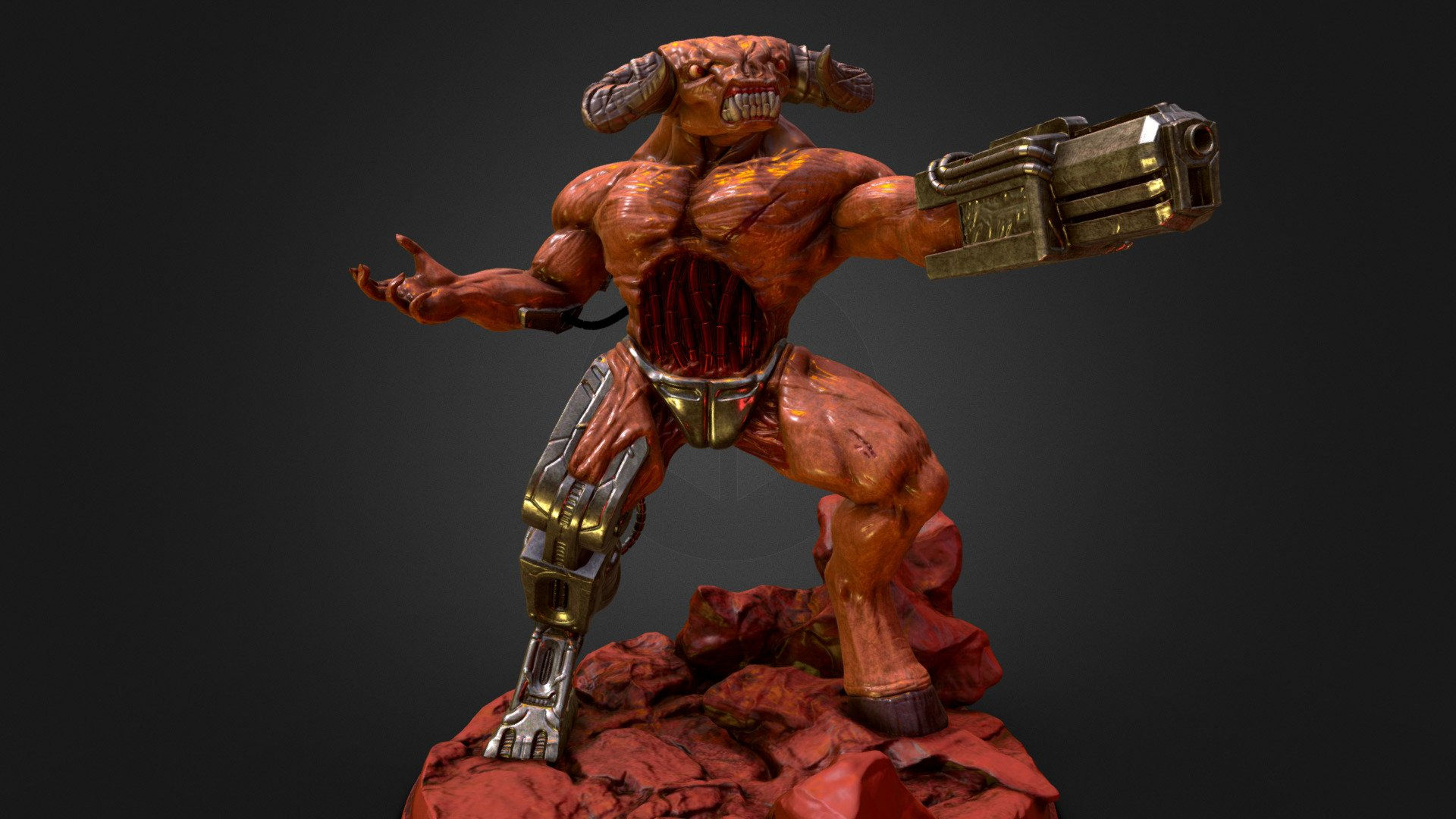 Wallpaper #om3IZ5cBycdYOYFTiW_1189 Doom Cyber Demon Sculpture 3D Model by Lightsource 58b00c2 Sketchfab