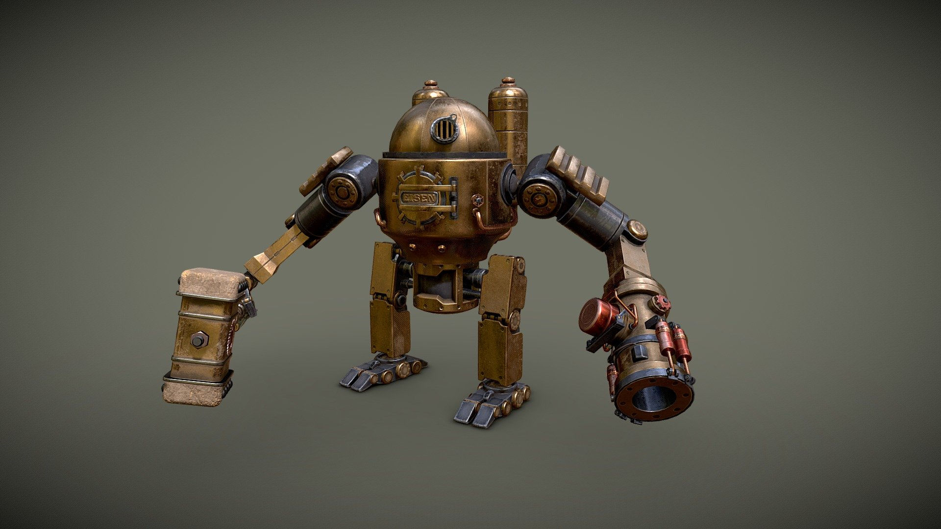 Wallpaper #ss4JJZMB71dOy6JZQBKv63 Combat Steampunk Robot Download Free 3D Model by Andrei Milin