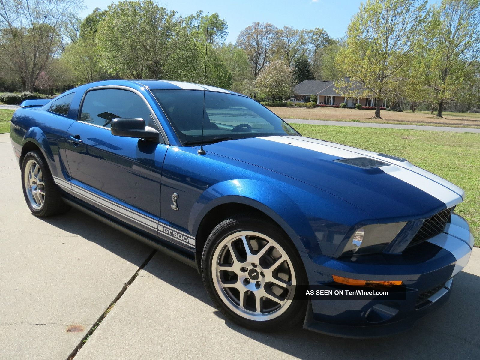 Wallpaper #MBm1F48BtGB6xQ78uXCw38 2009 Ford Mustang Shelby Gt500 Blue White Stripes