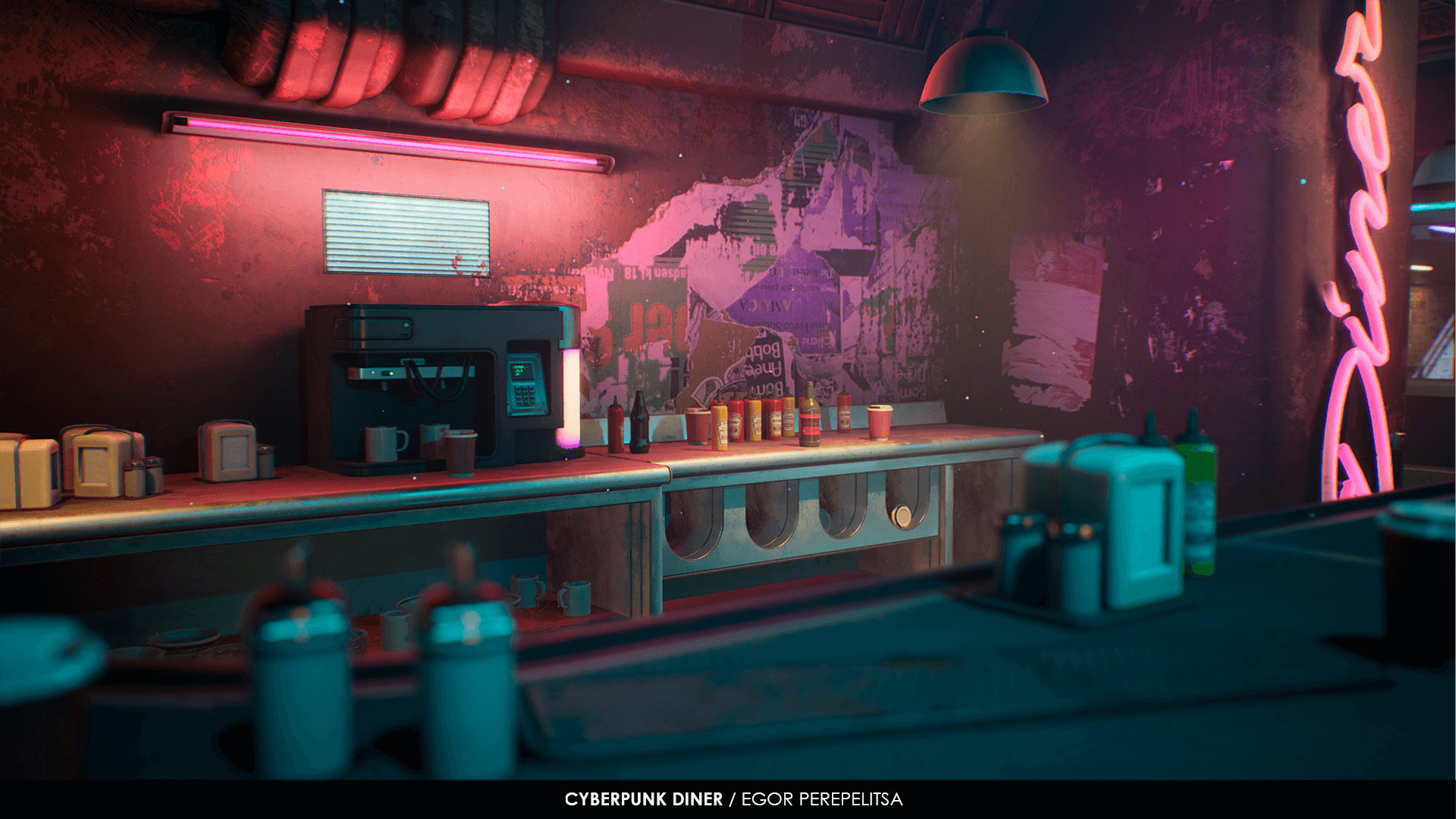 Wallpaper #0xmtAo8BtGB6xQ78t0rx29 Cyberpunk Diner in Environments Ue Marketplace
