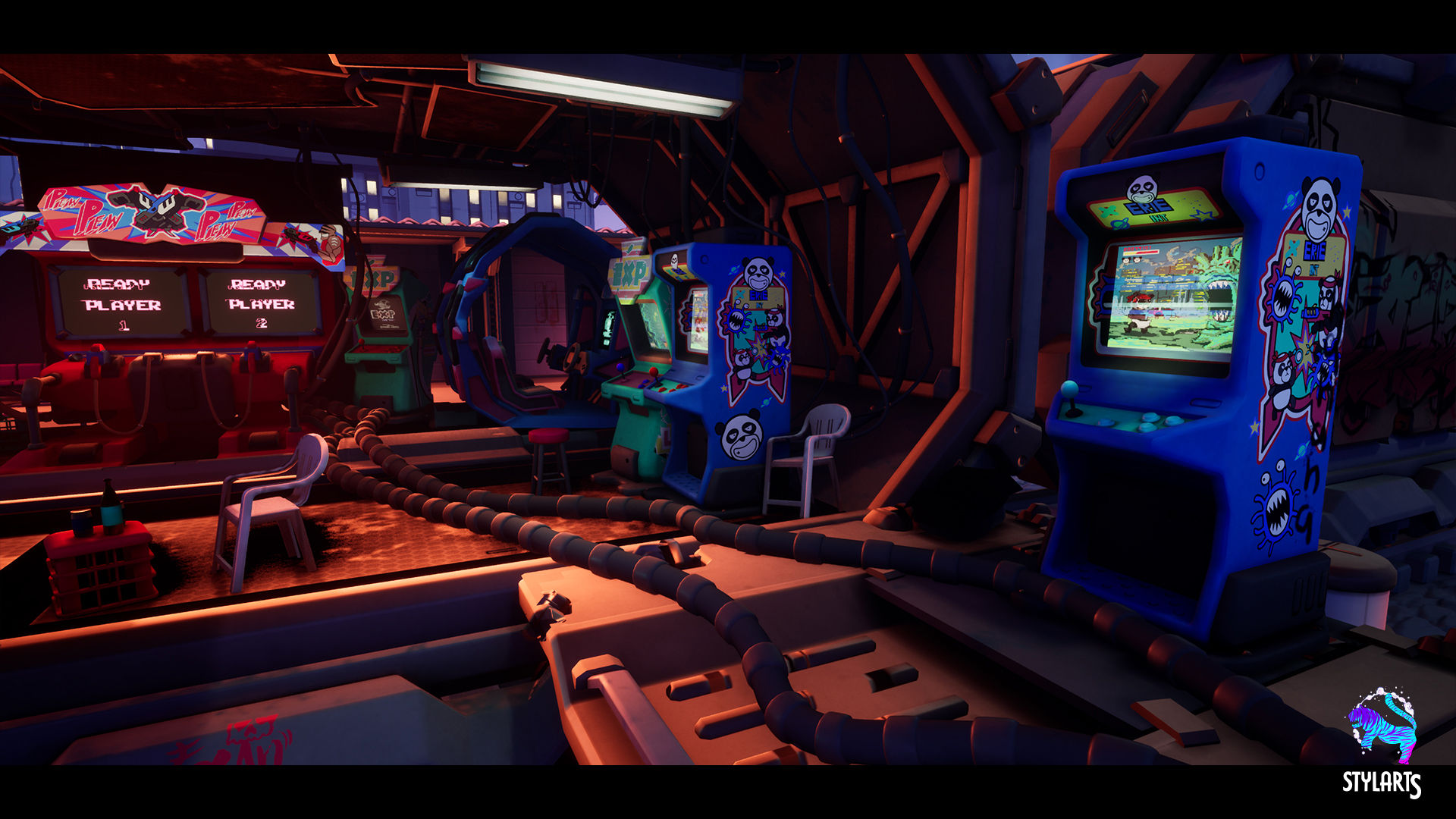Wallpaper #ARk0Ao8BtGB6xQ78oEoU22 Stylized Cyberpunk Arcade Environment Cyberpunk Stylized Stylised