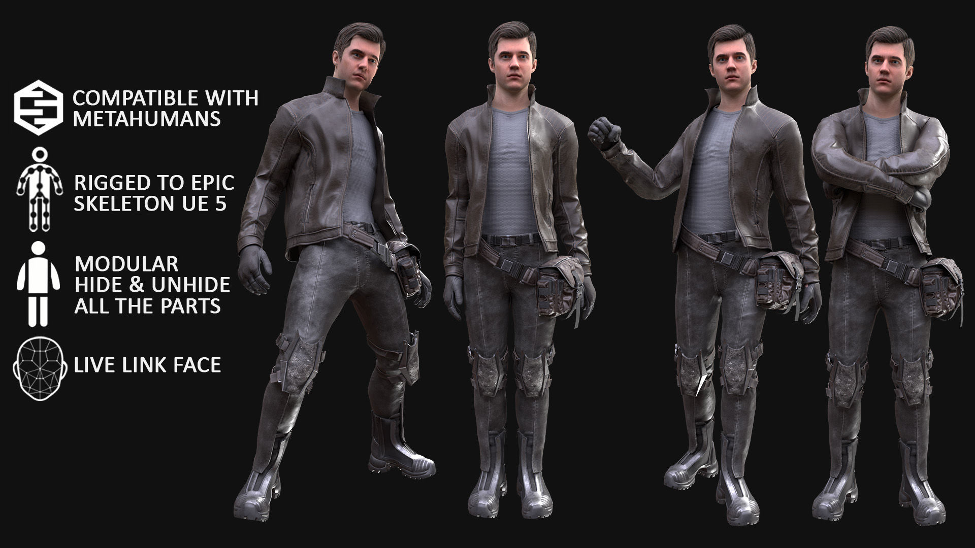 Wallpaper #_2cD_pIBSpphPi3-652y211 Man Cyber Outfit Modular Rigged in Characters Ue Marketplace