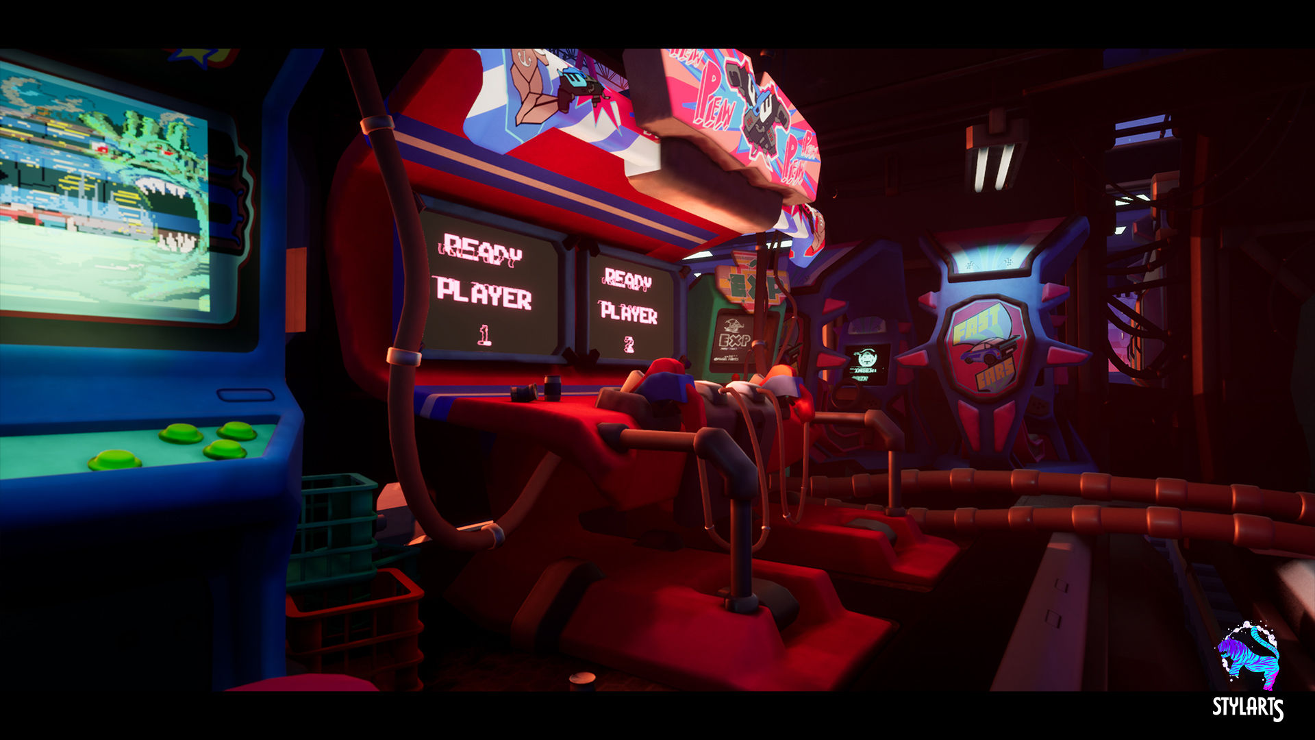 Wallpaper #ARk0Ao8BtGB6xQ78oEoU21 Stylized Cyberpunk Arcade Environment Cyberpunk Stylized Stylised