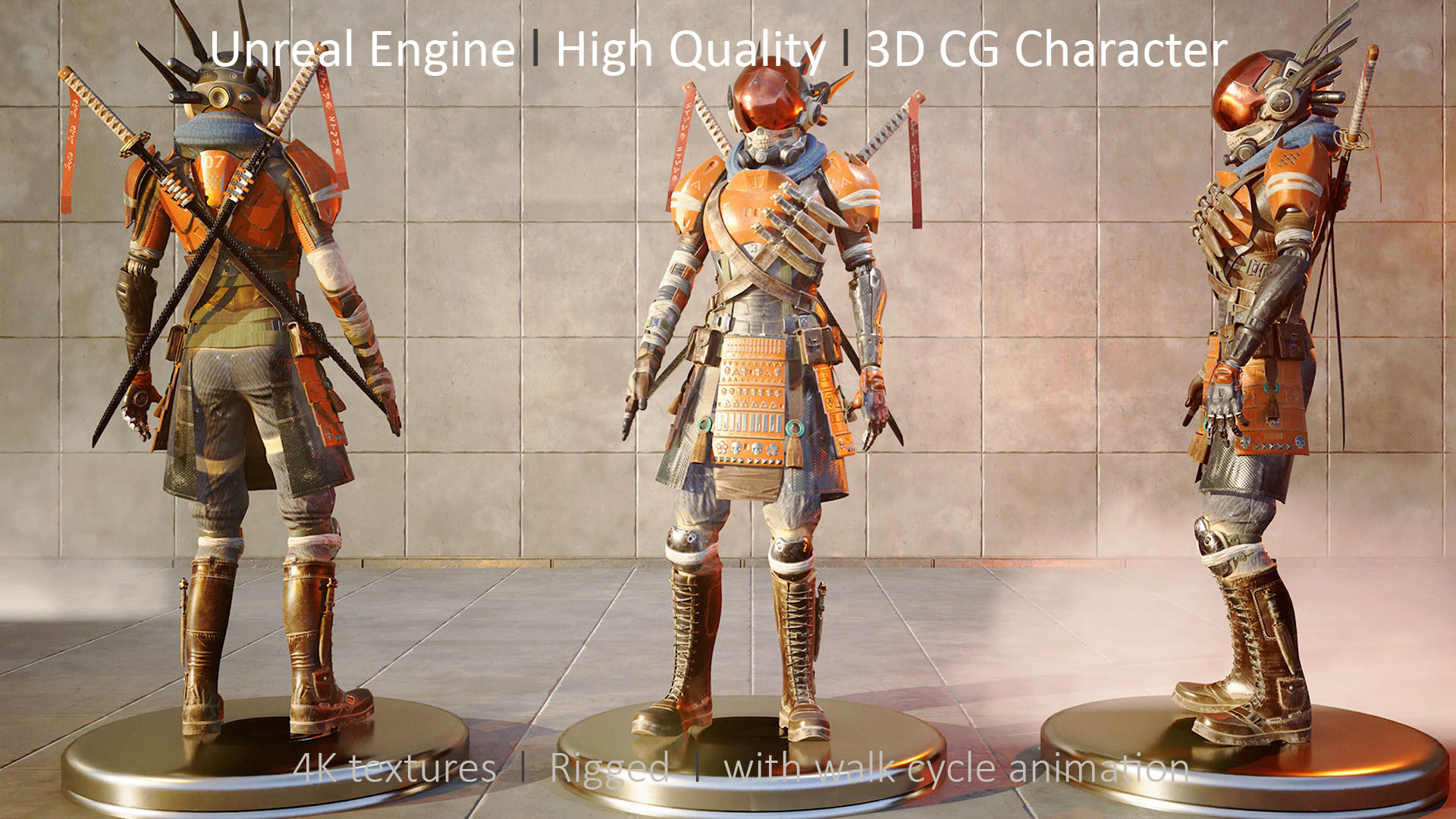 Wallpaper #Lx1VLZMBlOZrFDOk_dAO119 Sci Fi Samurai Ninja 3D Cg Model Rigged Character in Characters Ue