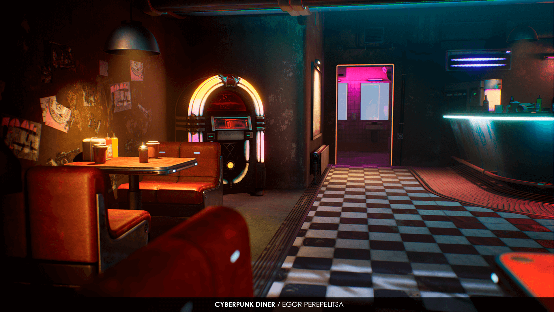 Wallpaper #0xmtAo8BtGB6xQ78t0rx30 Cyberpunk Diner in Environments Ue Marketplace