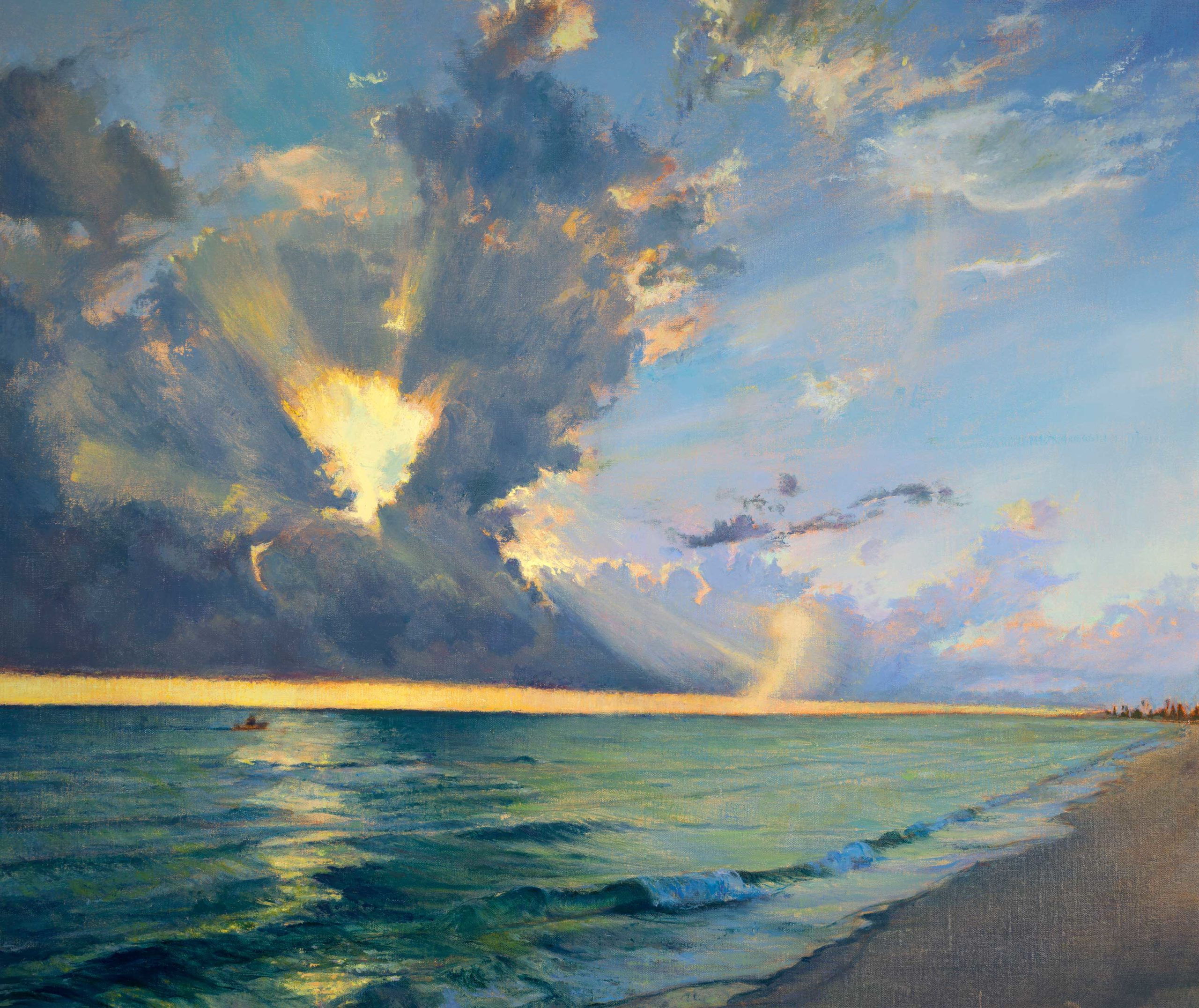 Wallpaper #3hk2Io8BtGB6xQ78H4HC31 Beach Sunset Painting with Clouds Sailing Clouds Cambria Moonstone