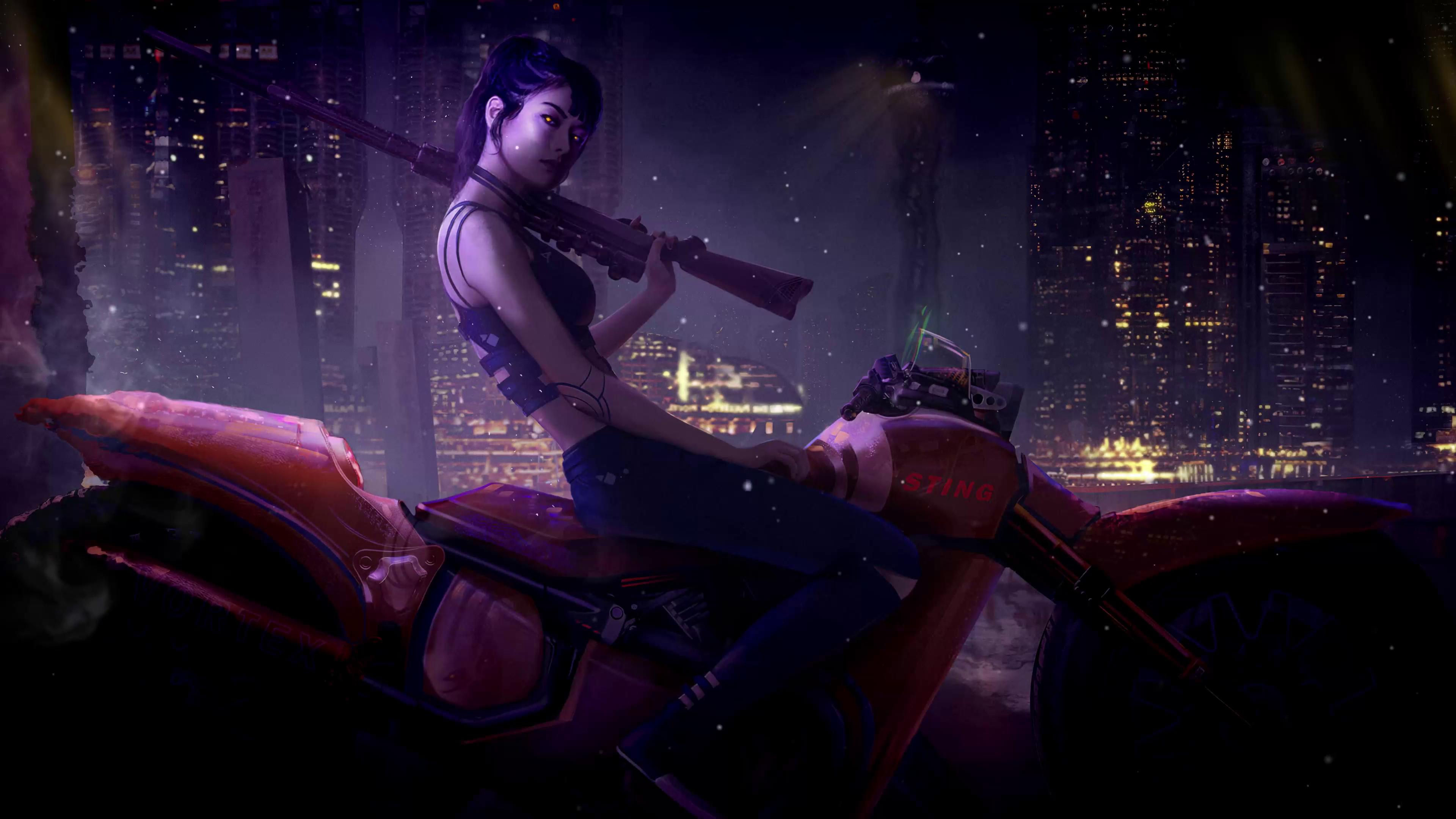 Wallpaper #IGePBZMBSpphPi3-ab3Z197 Biker Girl from Cyberpunk 2077 Live Wallpaper