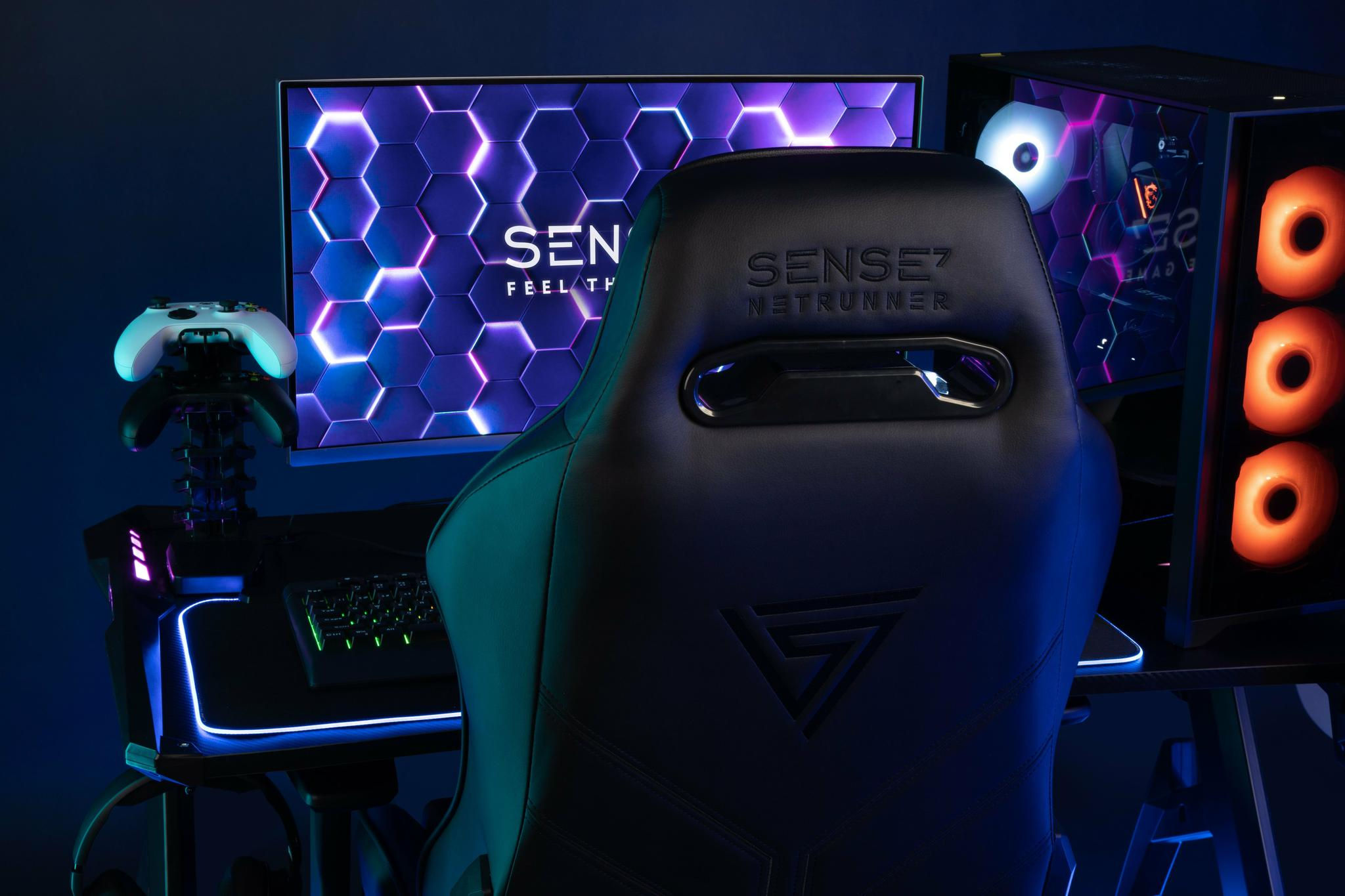 Wallpaper #u2ioJJMBSpphPi3-0znI145 Zaidimu Kede Sense7 Netrunner Fabric Gaming Chair Juoda Modelis
