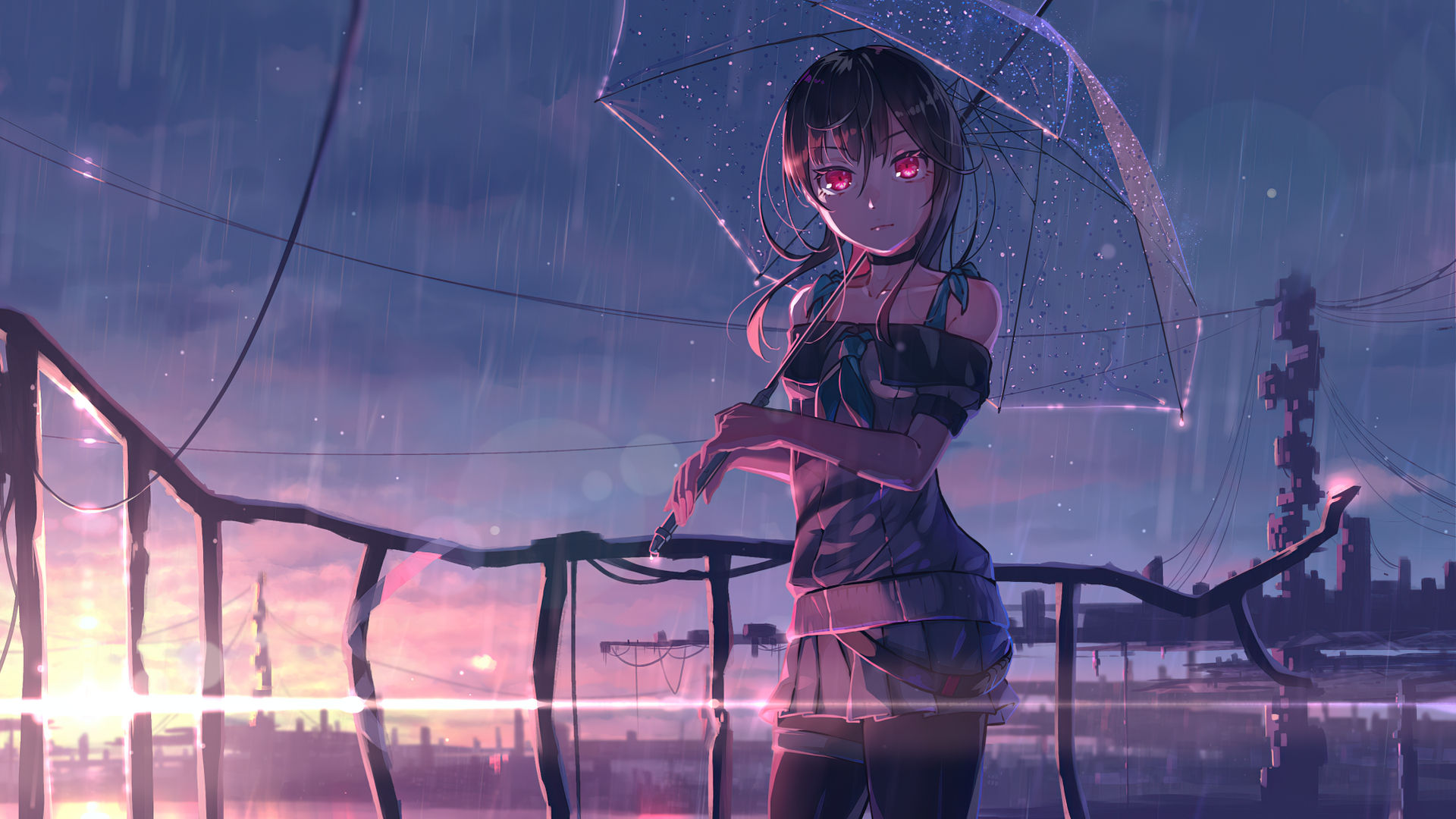 Wallpaper #tlh8NJMBzN9vxX34xDwu185 1920x1080 Resolution Red Eye Anime Girl 1080p Laptop Full HD Wallpaper
